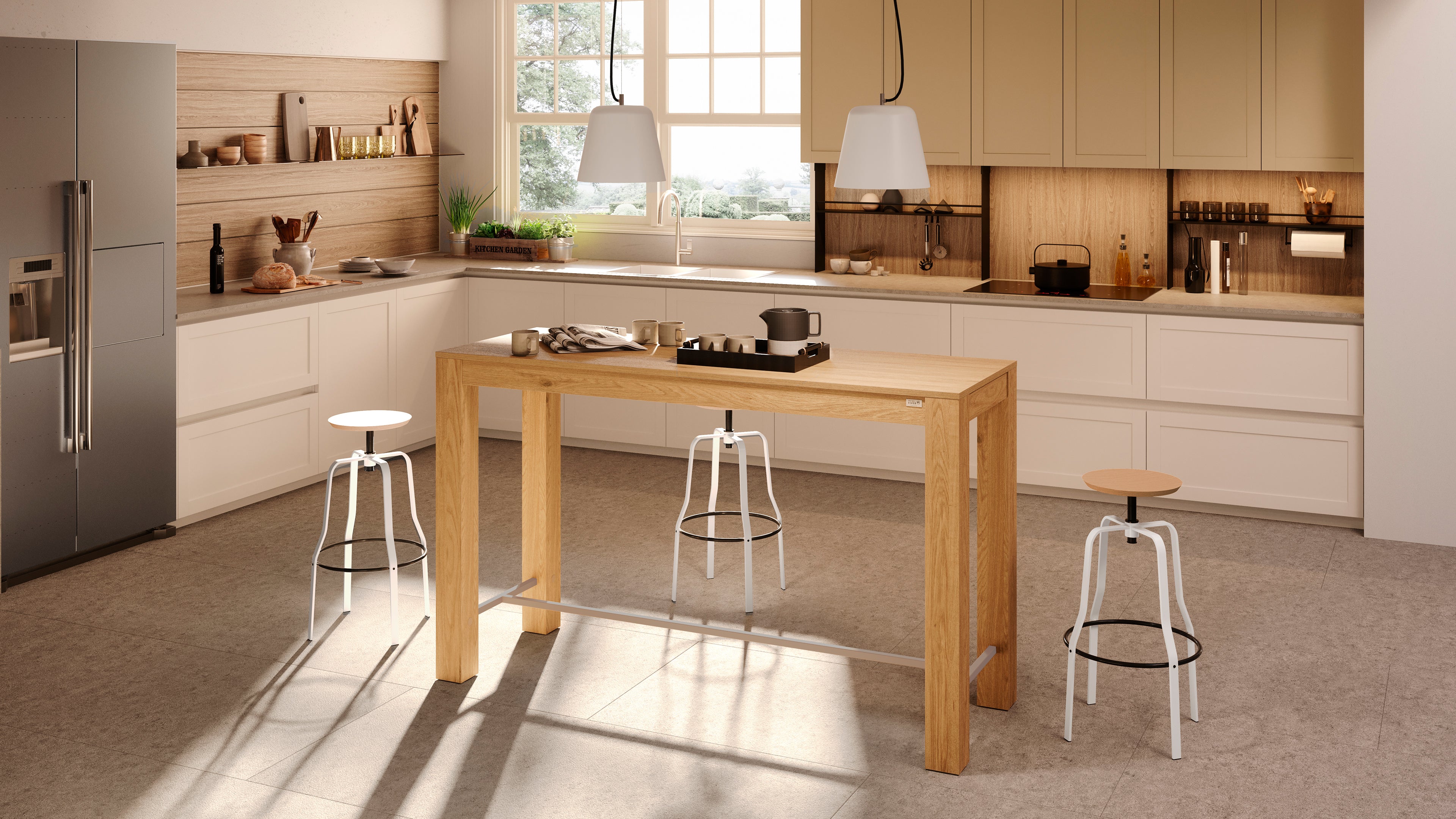 Tavolo Alto Rachele 170x60 cm, Rovere Naturale - Immagine ambientata 1