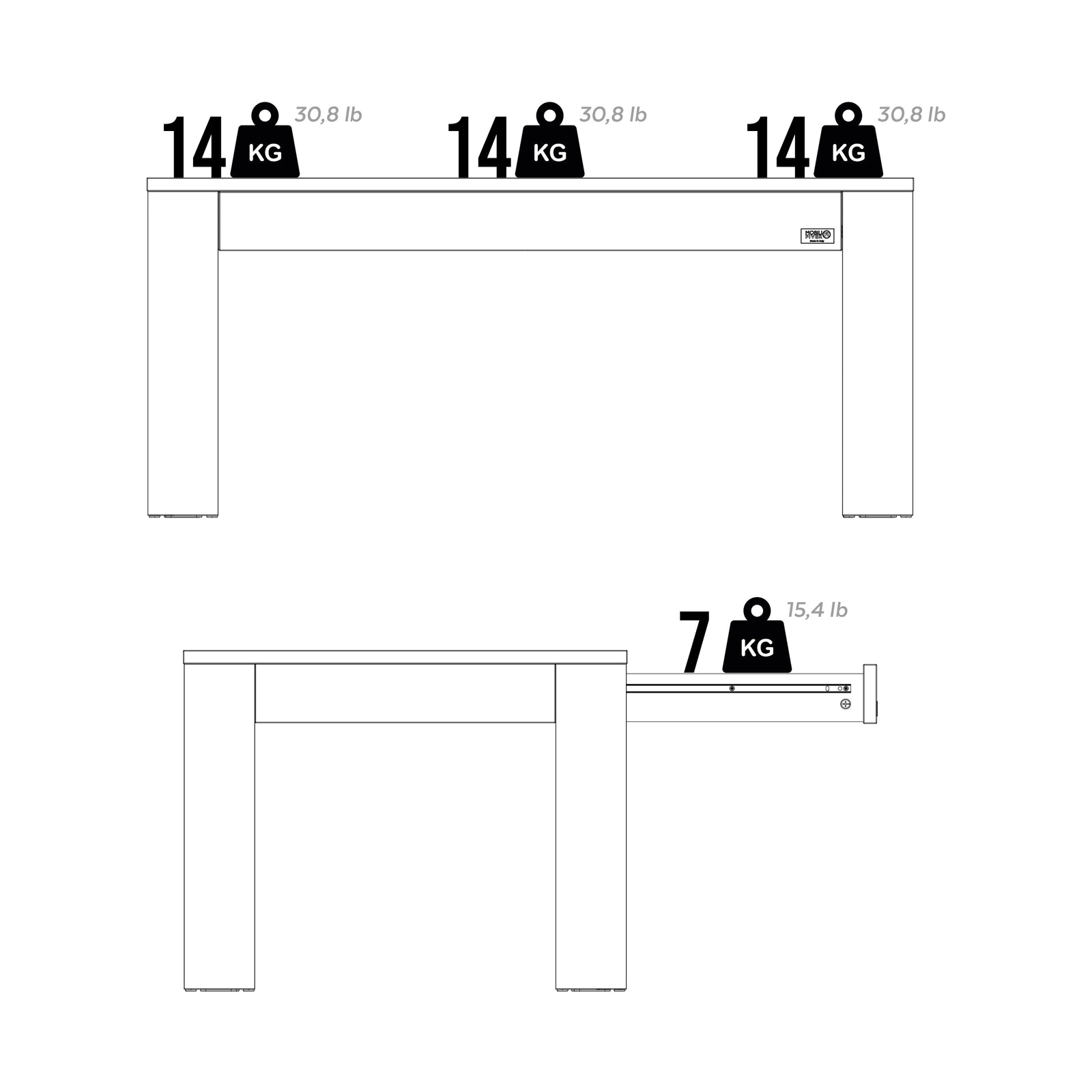 Mesa de centro Rachele, 104x60 cm, Fresno Blanco - Immagine tecnica 2