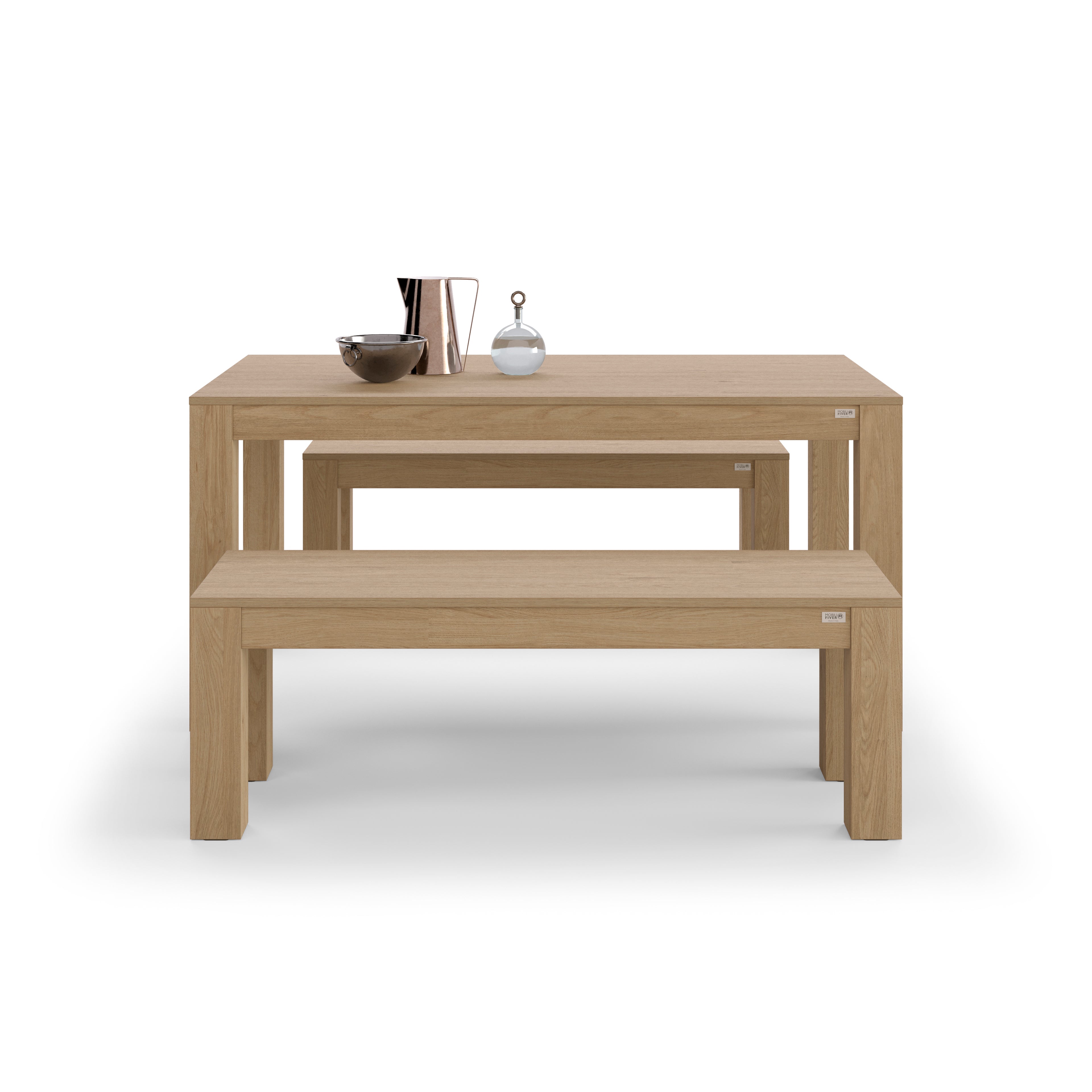 Esstisch Rachele 160x90 cm + 2 feste Bänke Rachele 135x45 cm, Wildeiche