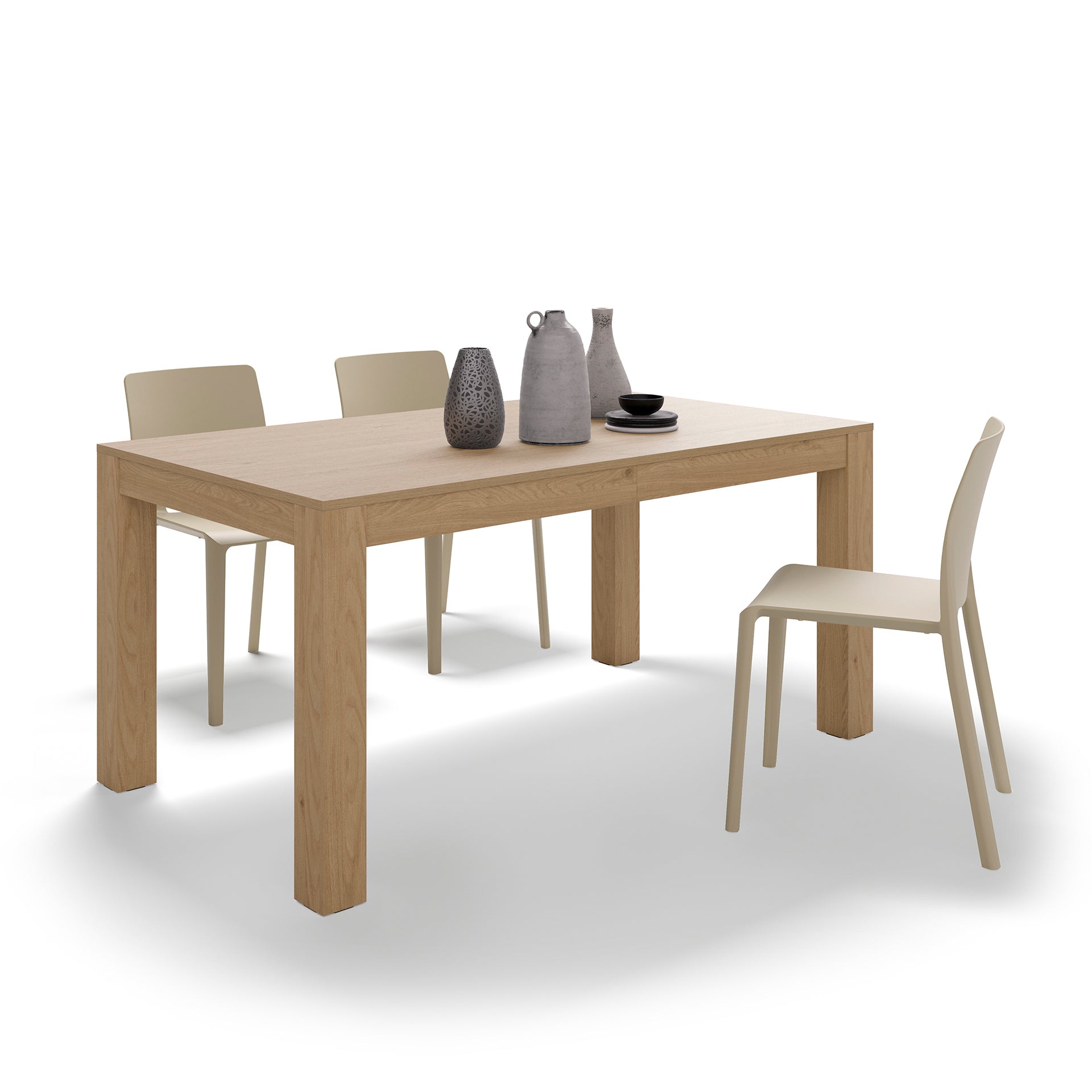 Rachele Extendable Dining Table, 160(225)x90 cm, Light Oak - Detail image 3