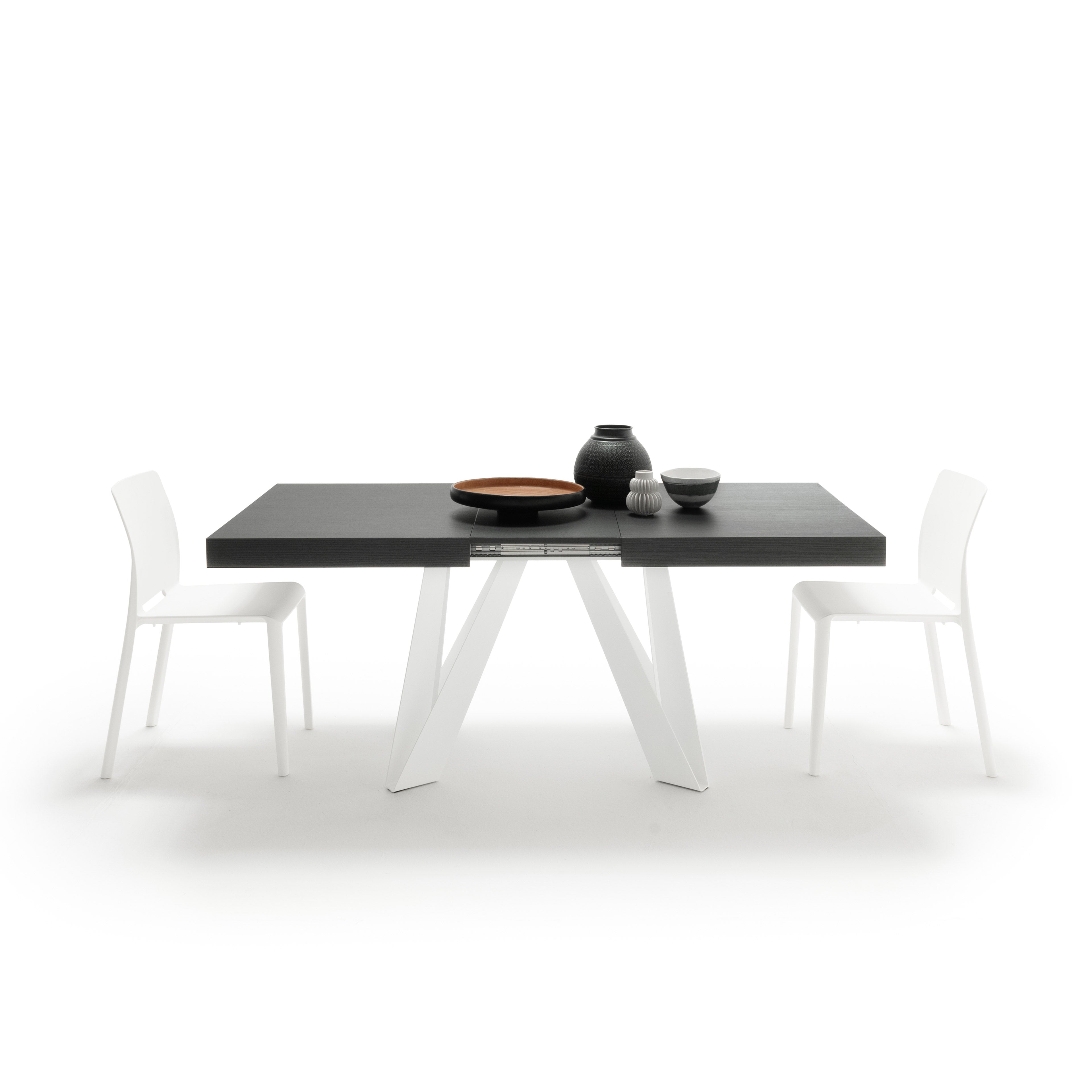Romina Extendable Table 140(220)x90 cm, Ashwood Black with White Iron Legs - Detail image 3