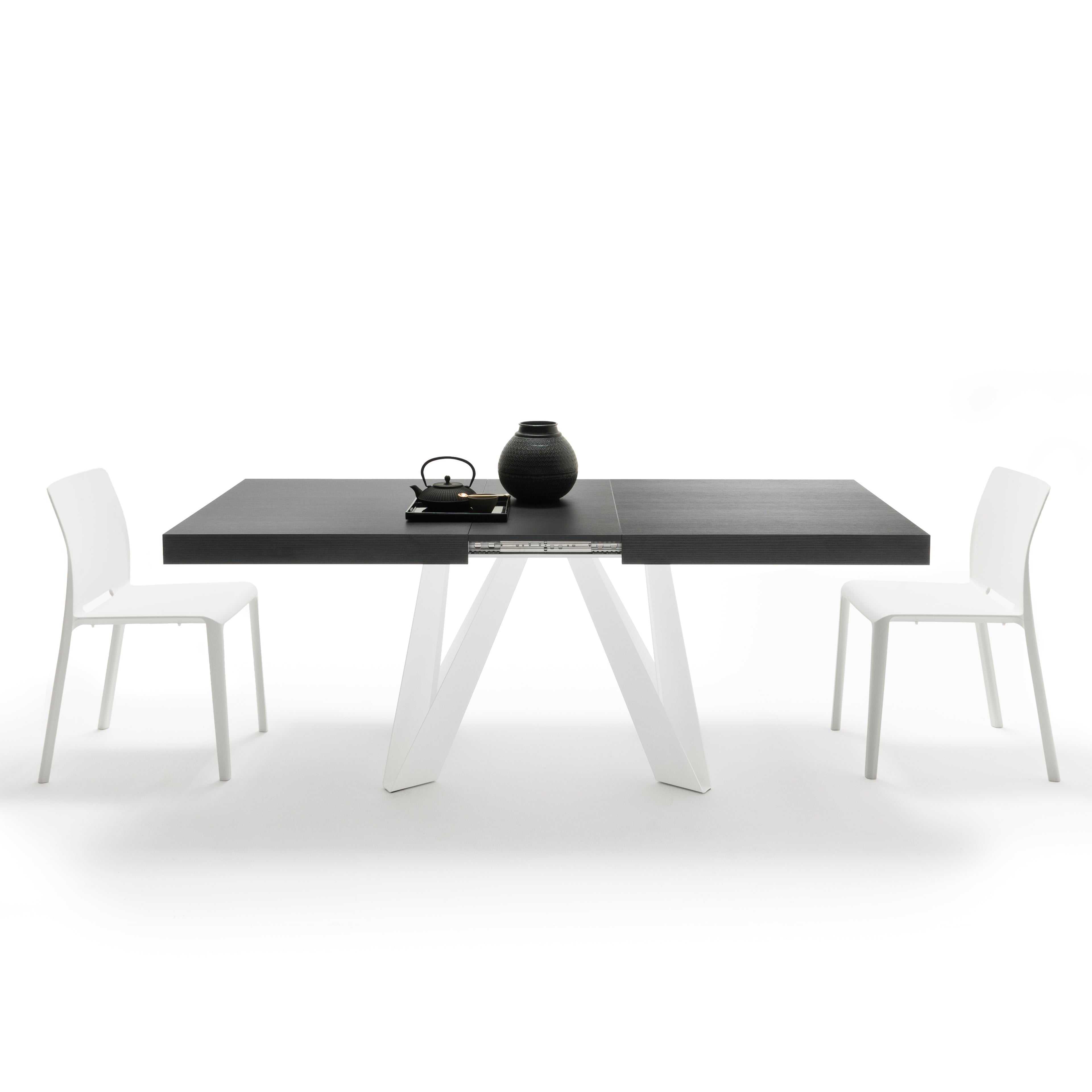 Romina Extendable Table 160(240)x90 cm, Ashwood Black with White Iron Legs - Detail image 4