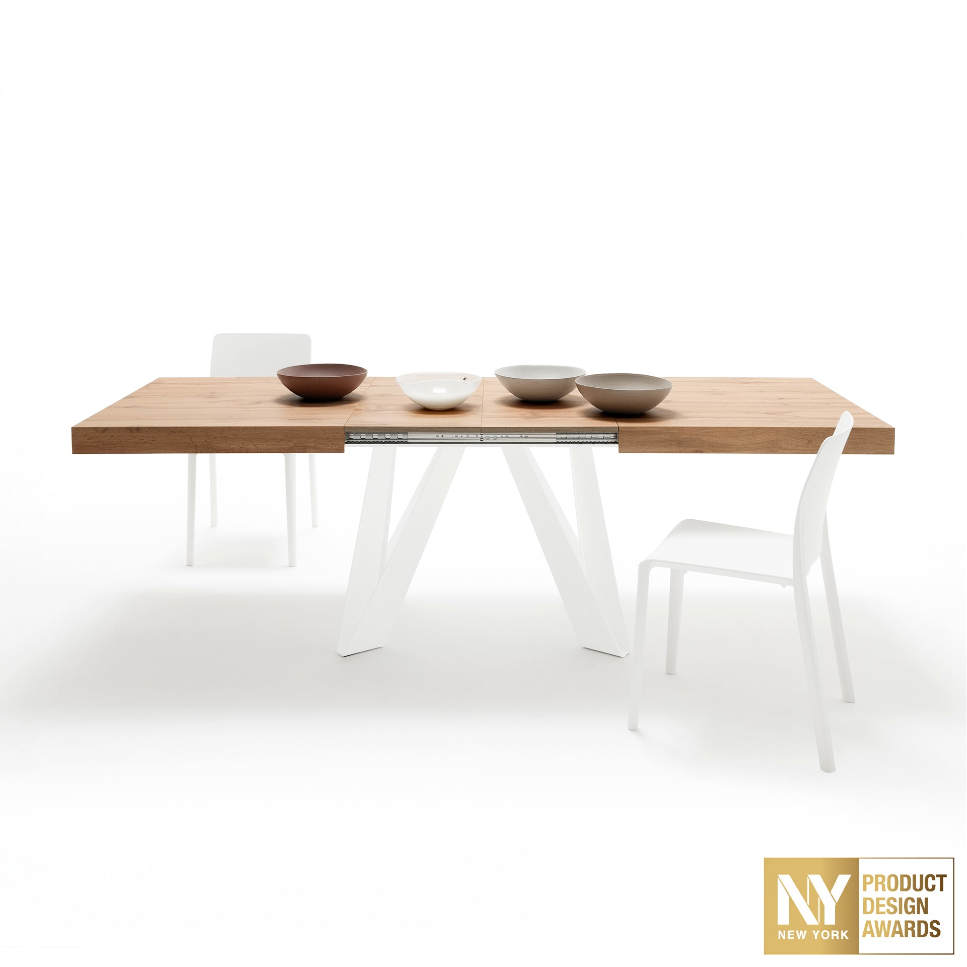 Tavolo Allungabile Romina 160(240)x90 cm, Rovere Rustico con Gambe in Ferro Bianche