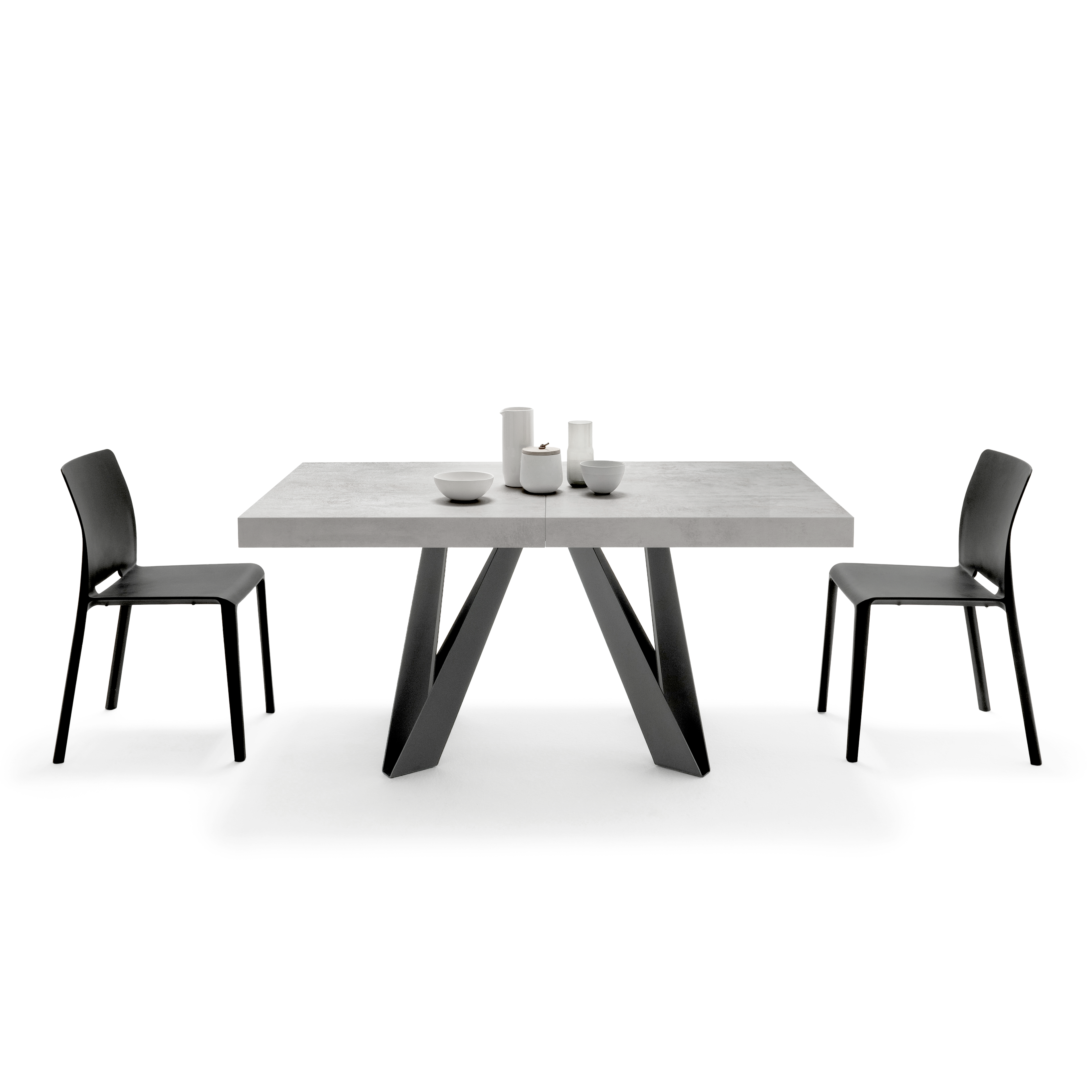 Mesa Extensible Romina 160(240)x90cm, Cemento Gris con Patas en Hierro Negro - Detail image 4