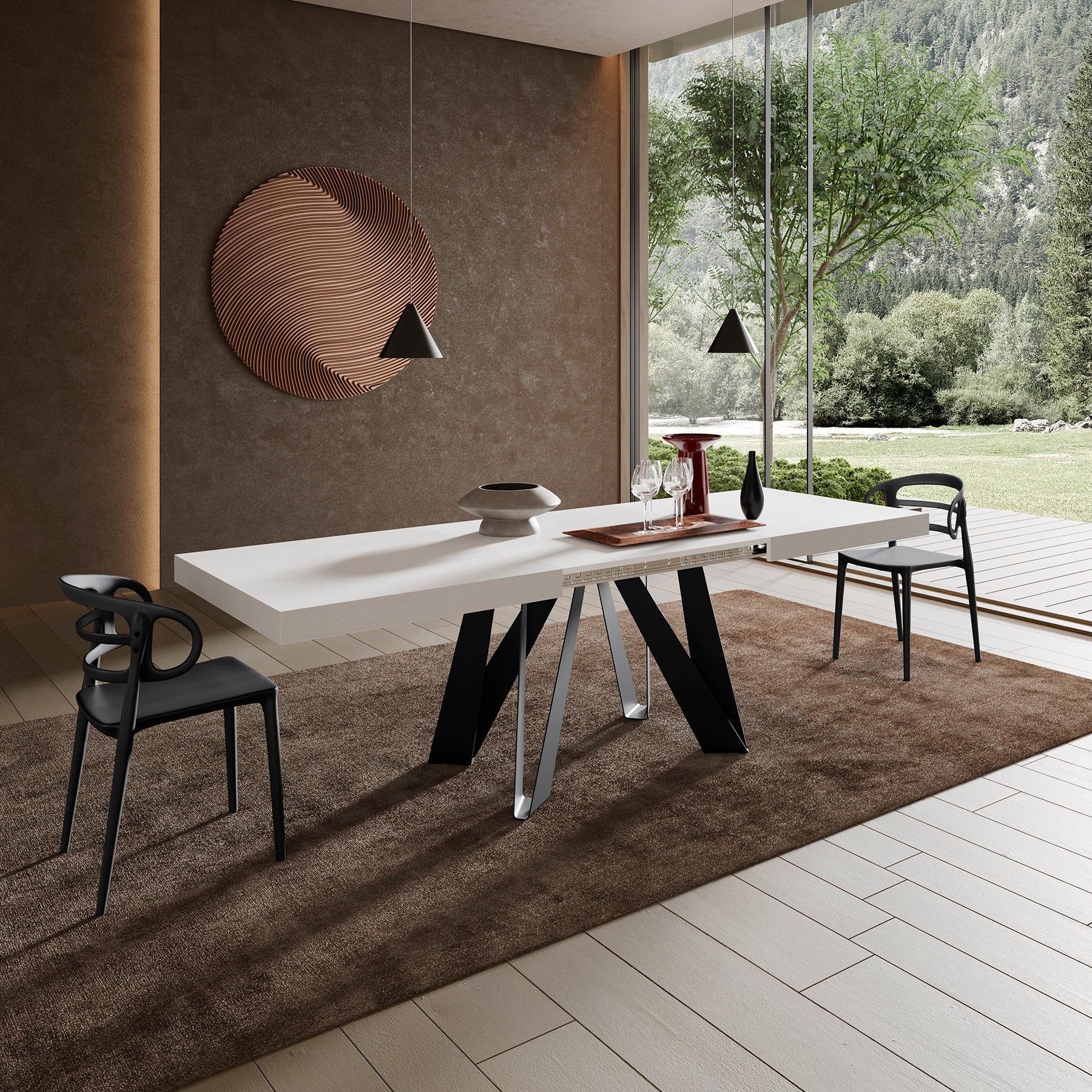 Table Extensible Romina 160 (240) X 90 cm, Frêne Blanc Avec Pieds en Fer Noir - Set image 2