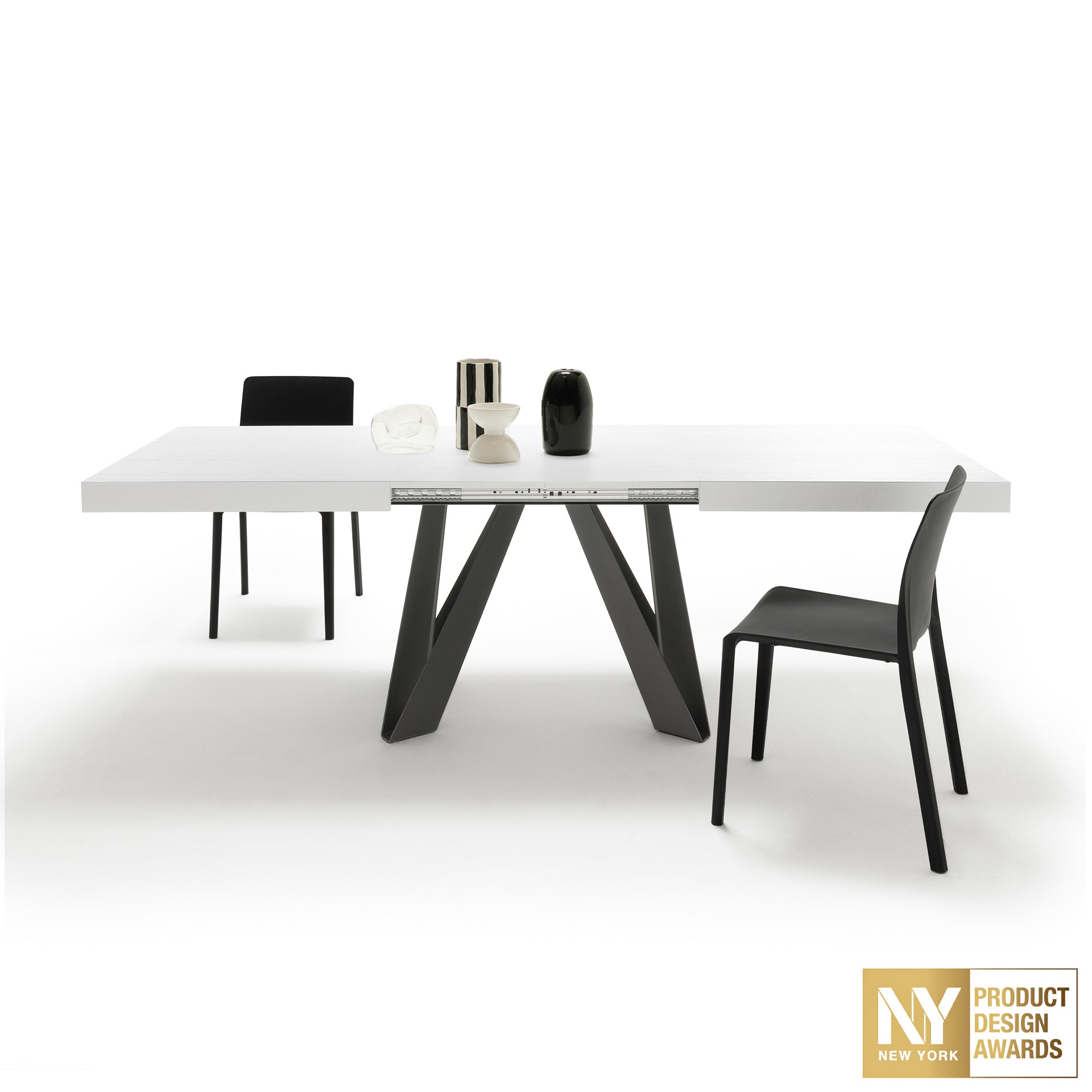 Table Extensible Romina 160 (240) X 90 cm, Frêne Blanc Avec Pieds en Fer Noir - Main image