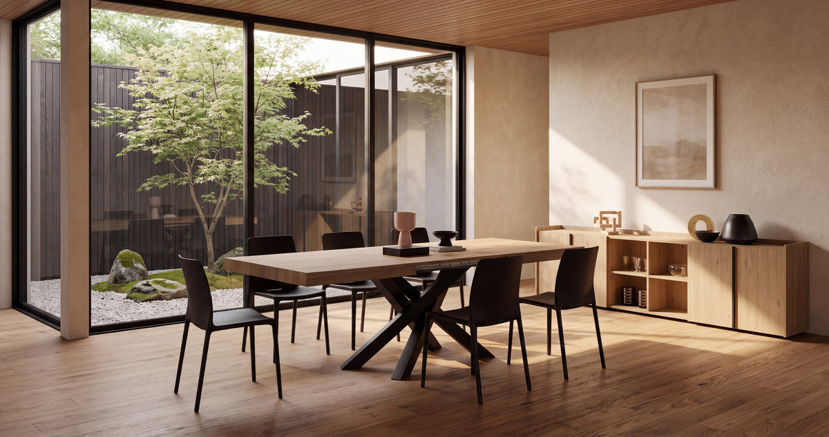 Emma 140(220)x90 cm Extendable Table, Light Oak with Black Crossed Legs - gallery 7
