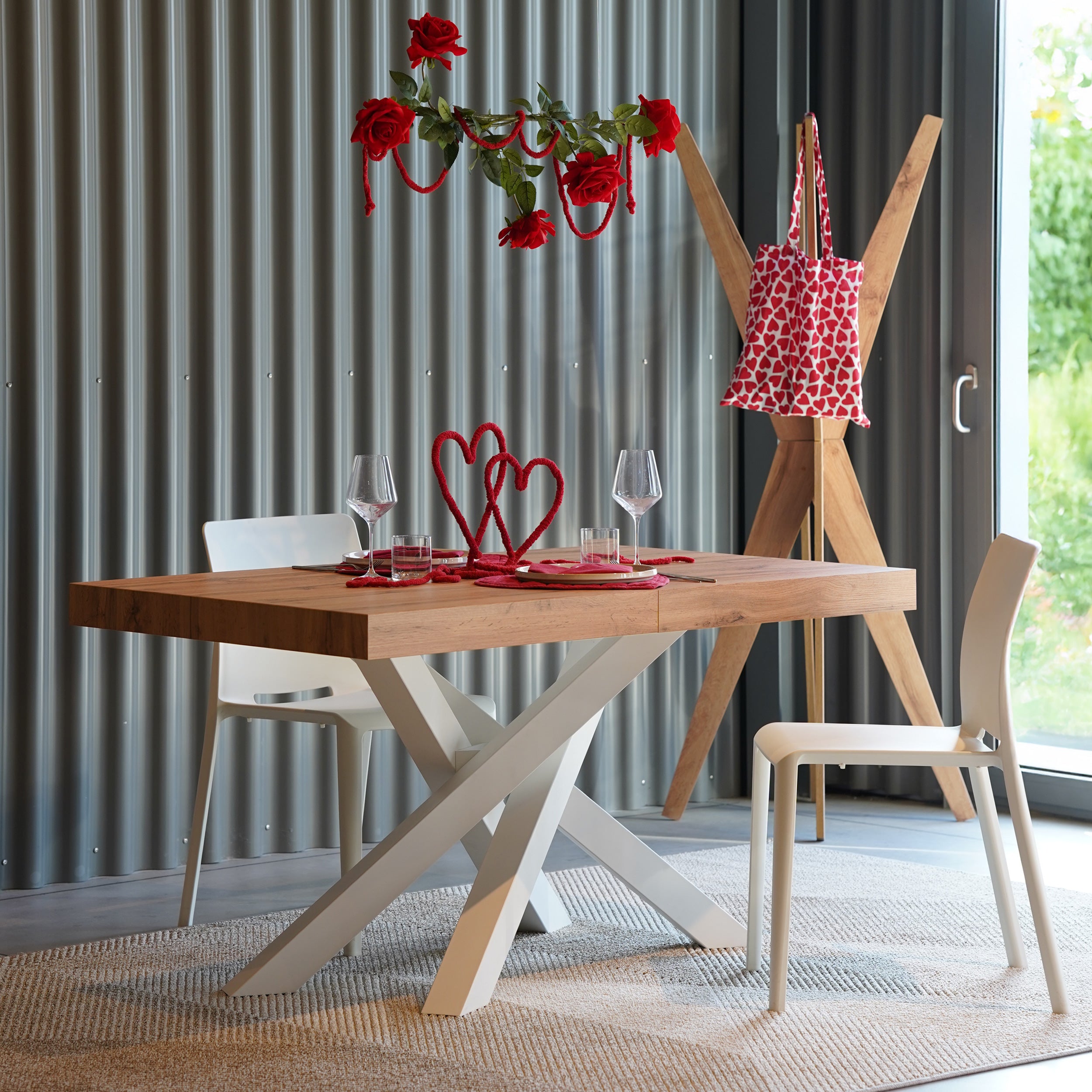 Porte-manteau sur pied Design, Emma, Bois Rustique - Set image 4