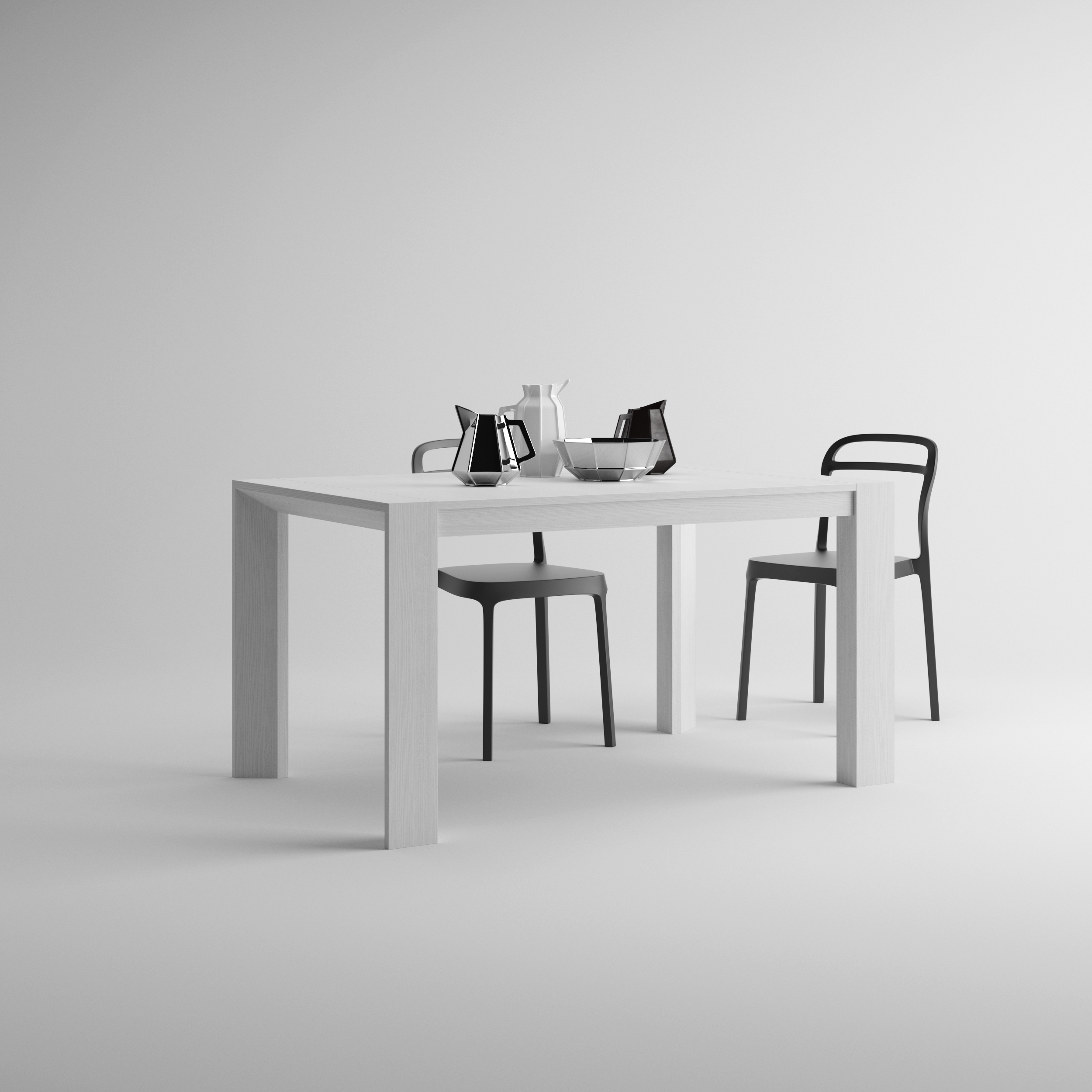 Extendable Table, Giuditta, White Ash