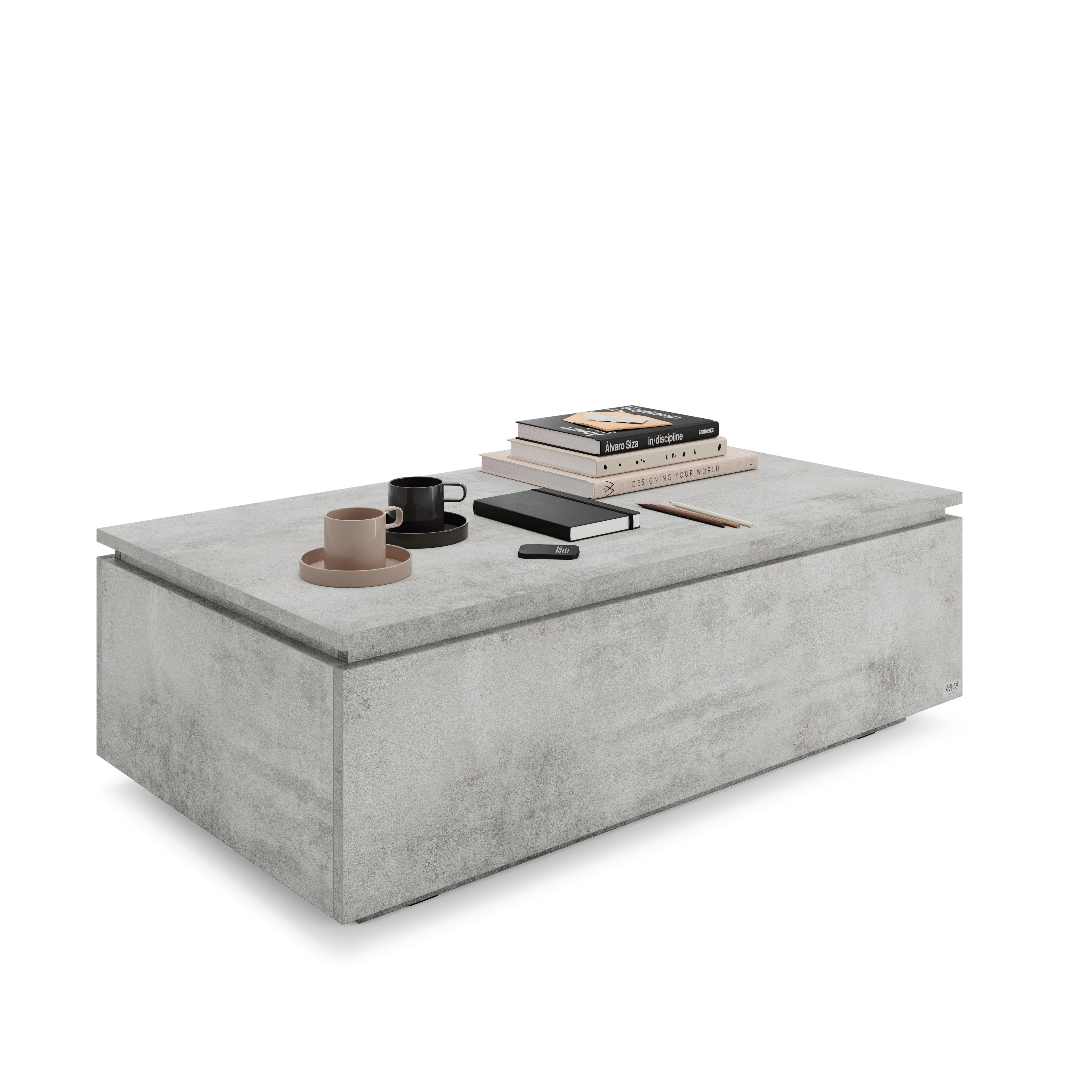 Coffee table with storage X, Concrete Grey Effect