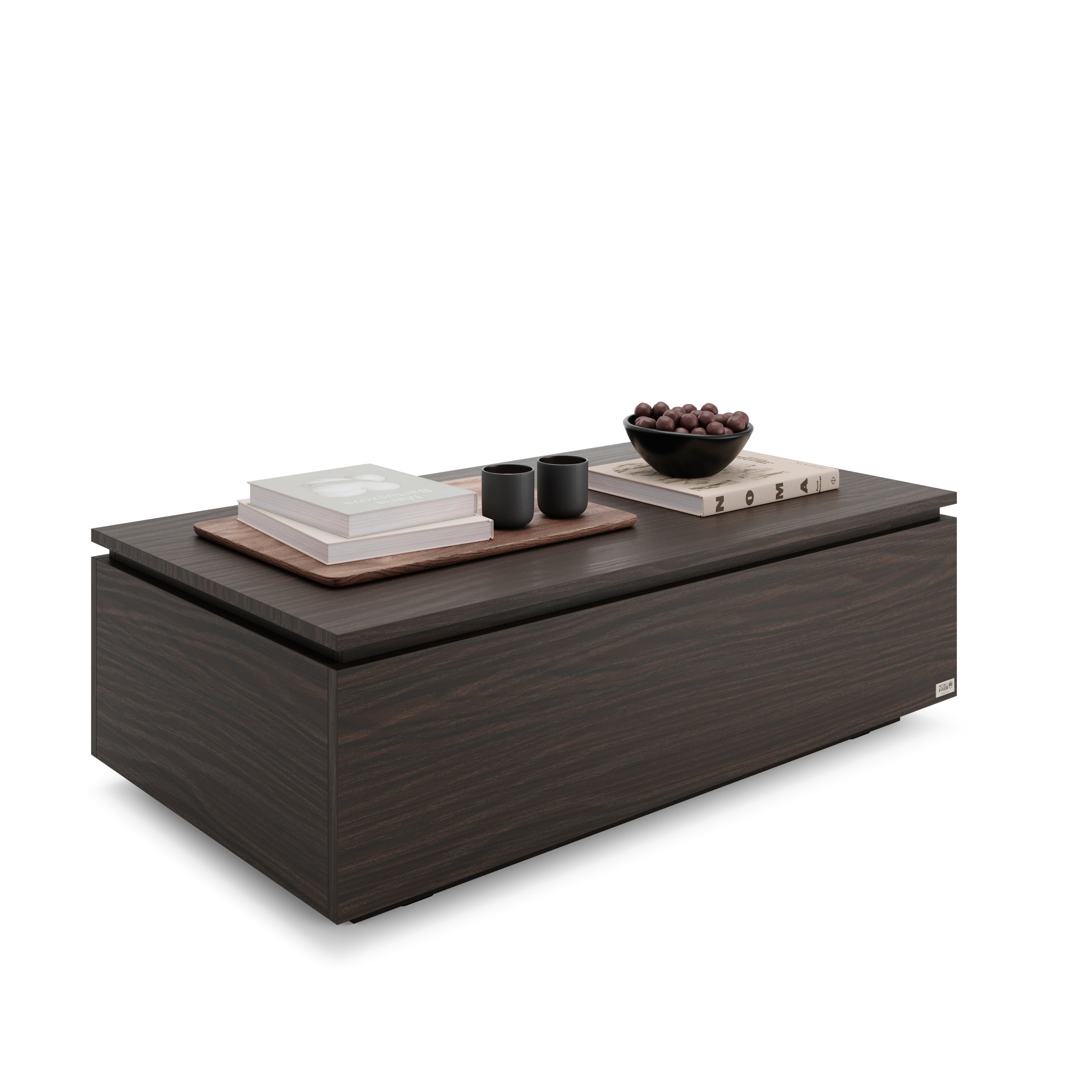 Couchtisch mit Stauraum, X, Nussbaum Dunkel