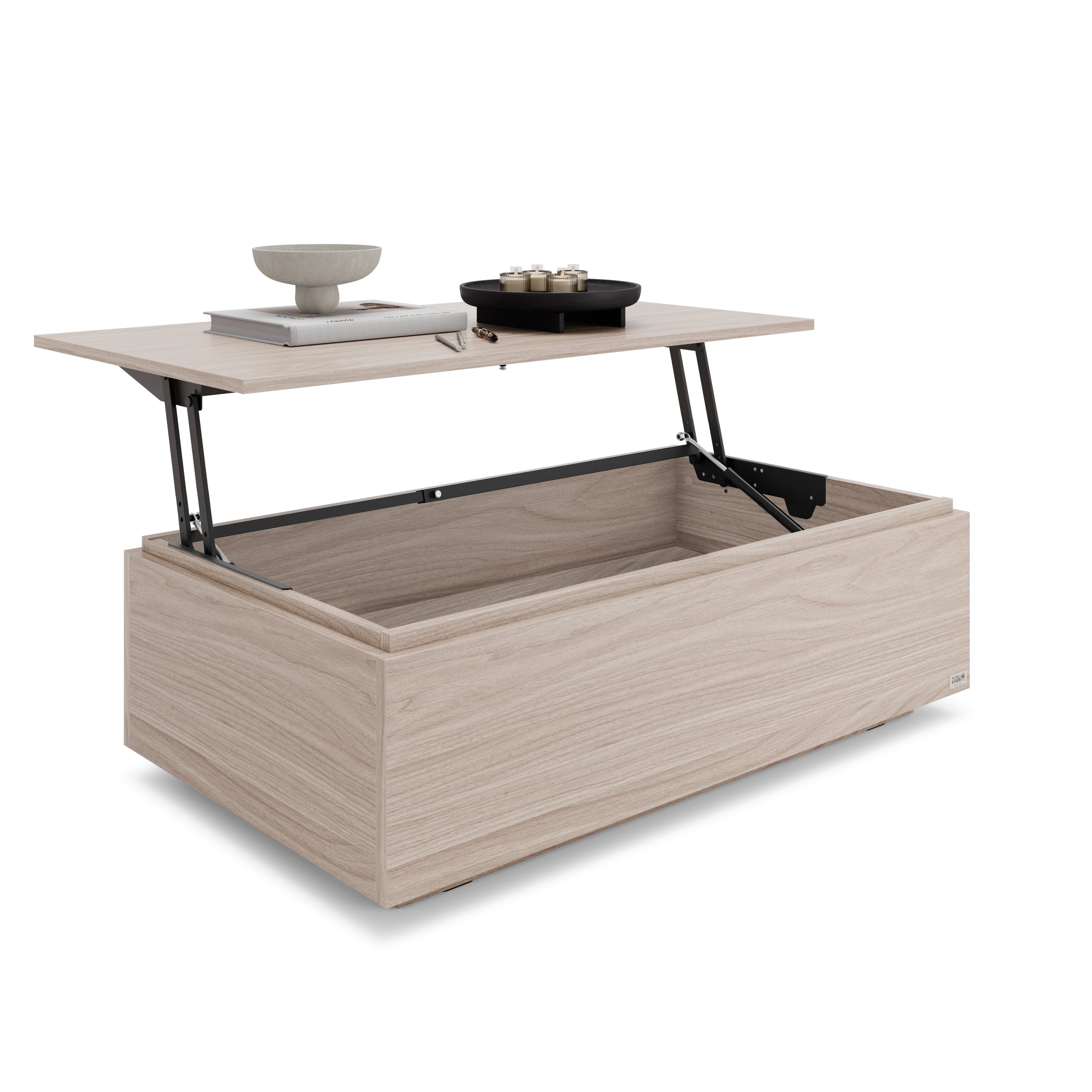Tavolino da salotto contenitore X, Olmo Perla