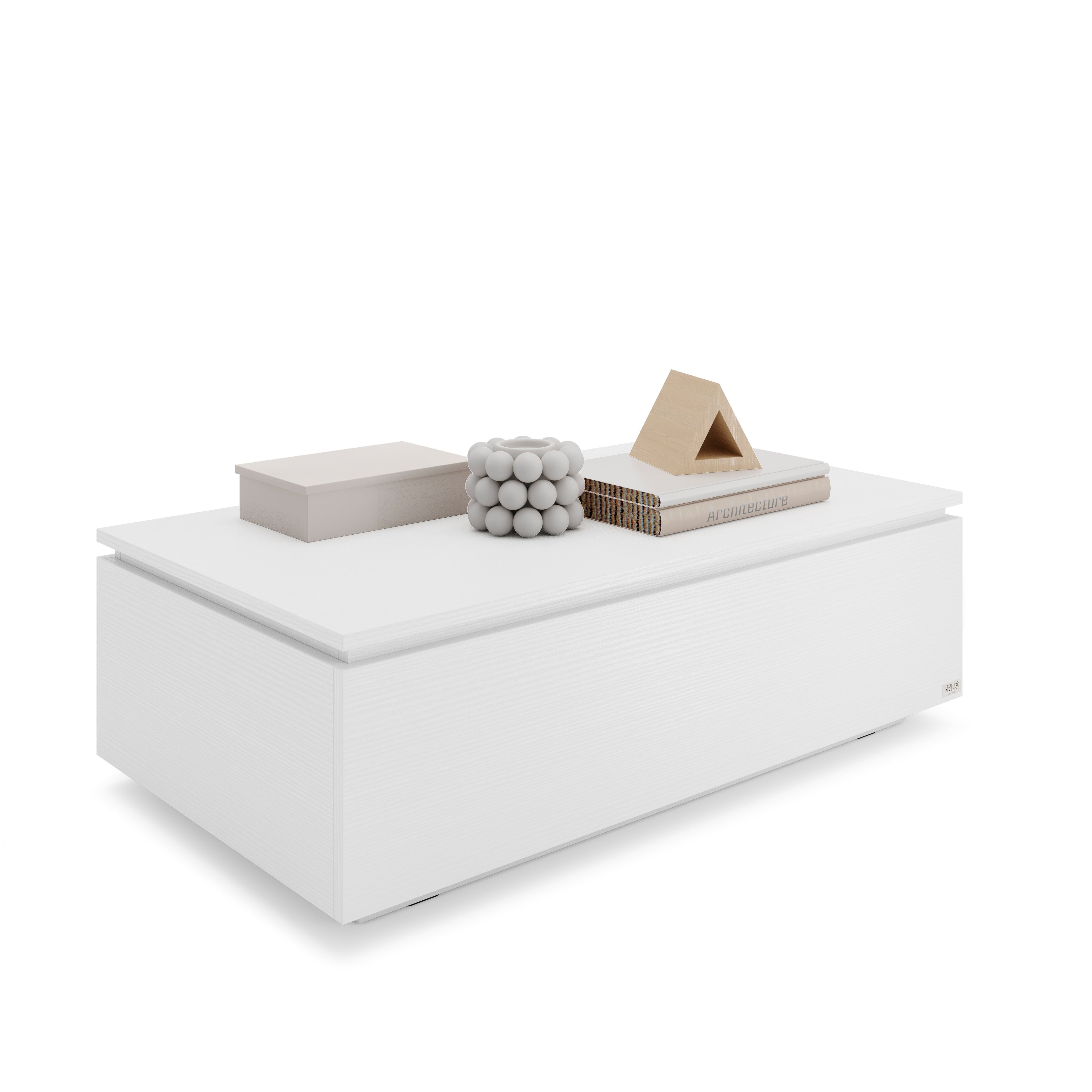 Tavolino da salotto contenitore X, Bianco Frassino
