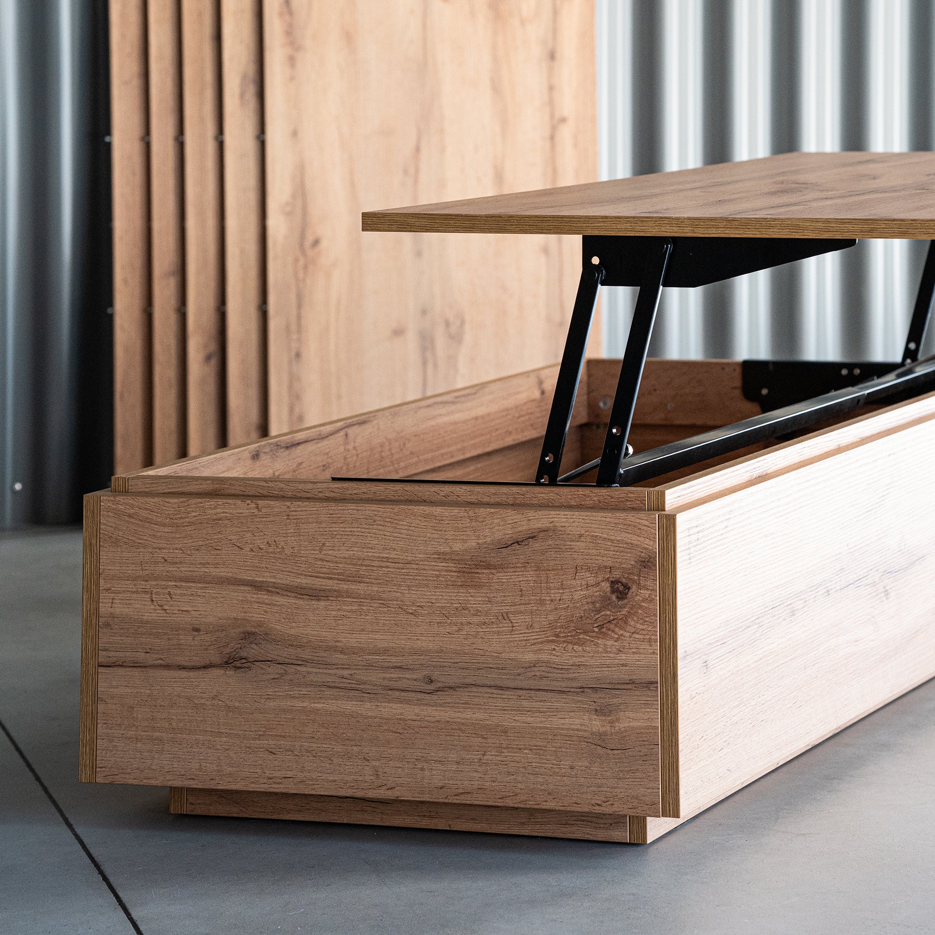 Table basse avec coffre, X, Bois Rustique - Set image 5