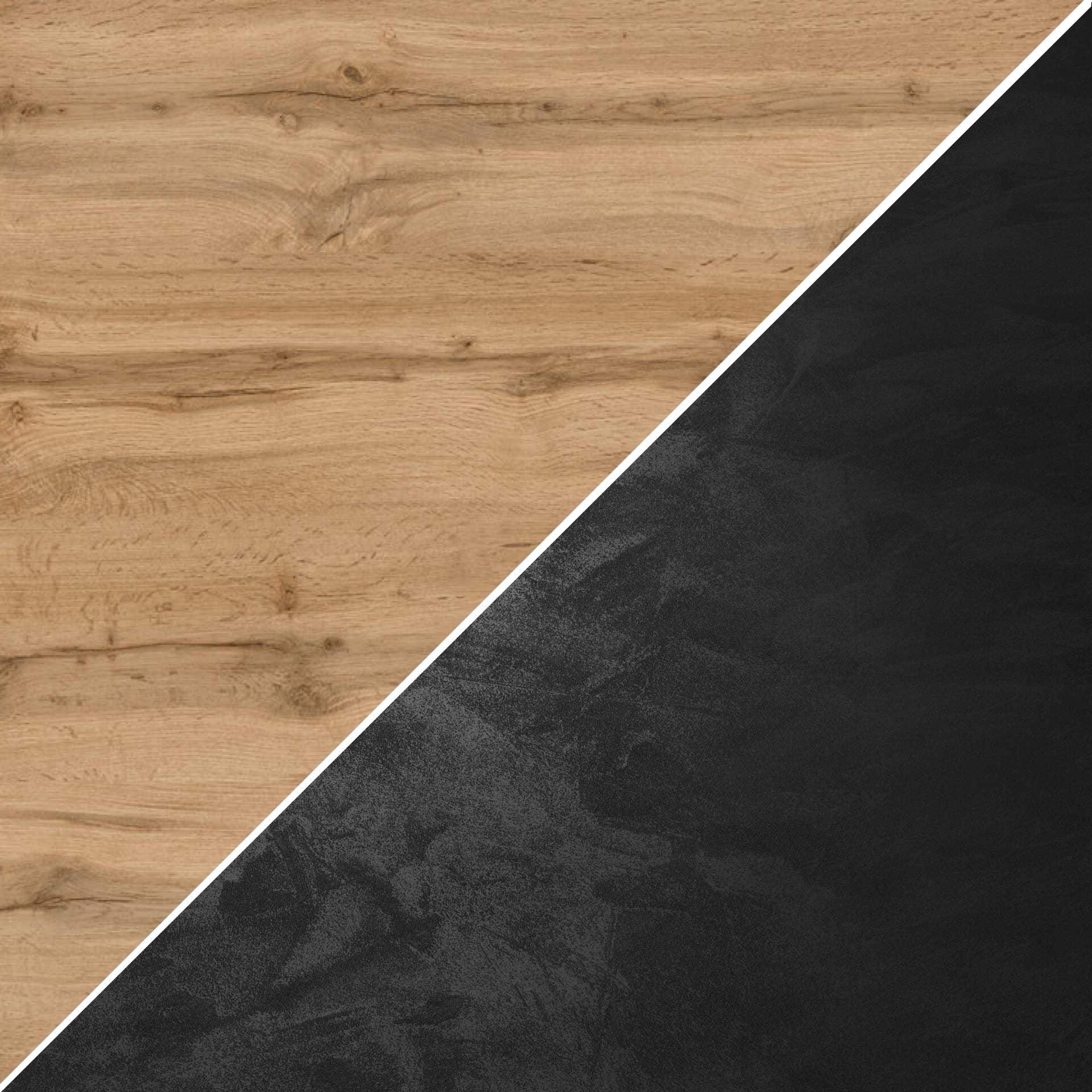 Madia-Buffet 4 ante Emma con gambe nere, Rovere Rustico e Nero Cemento - Immagine Finitura 1