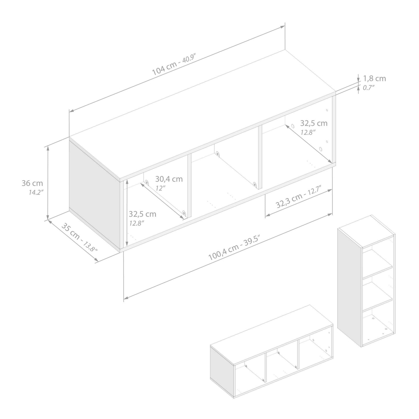 Wohnzimmerwand Easy 3, Eiche, 208x44x185 cm - Immagine tecnica 4