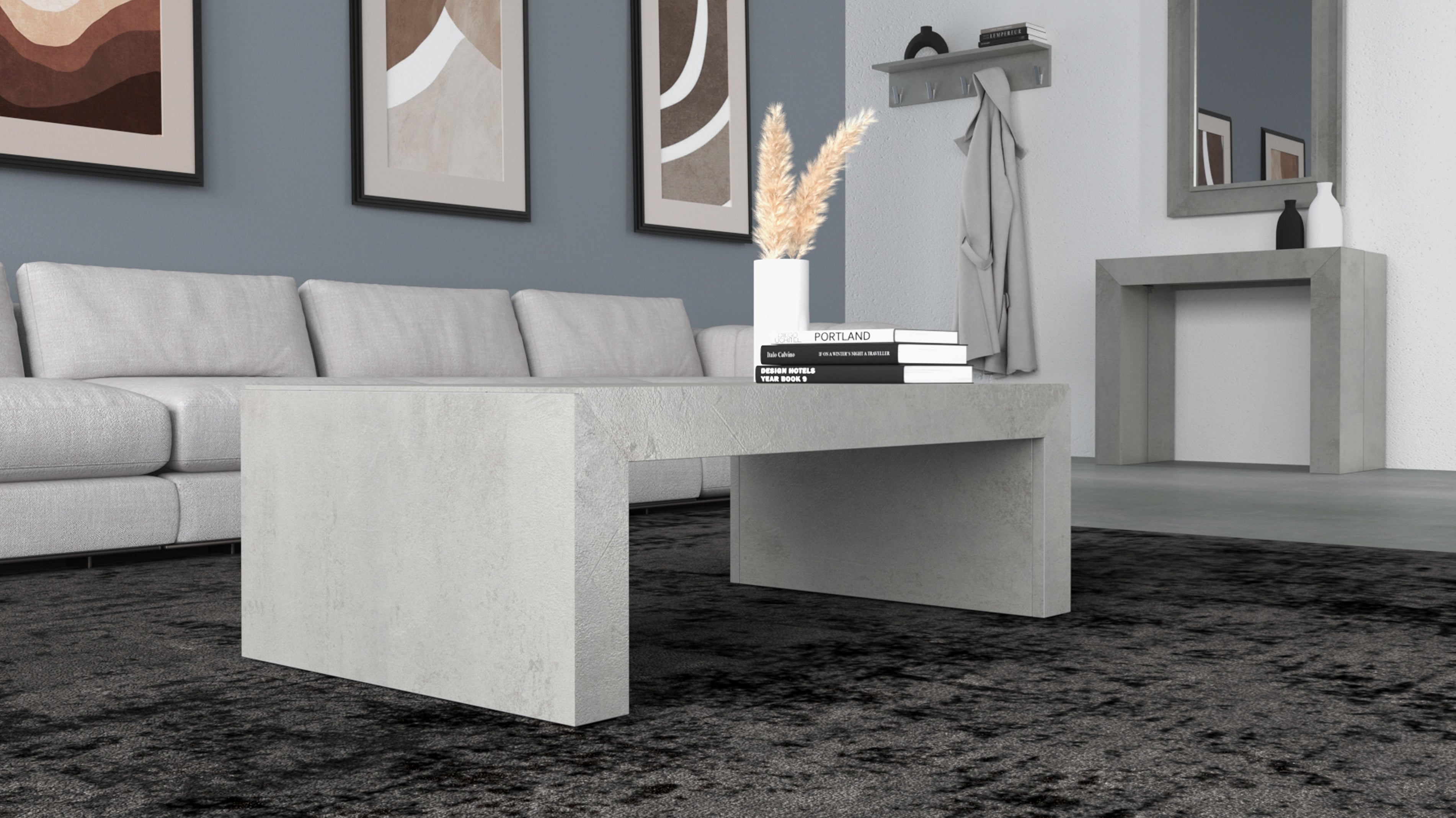 Tavolino Angelica, Grigio Cemento - Immagine ambientata 3