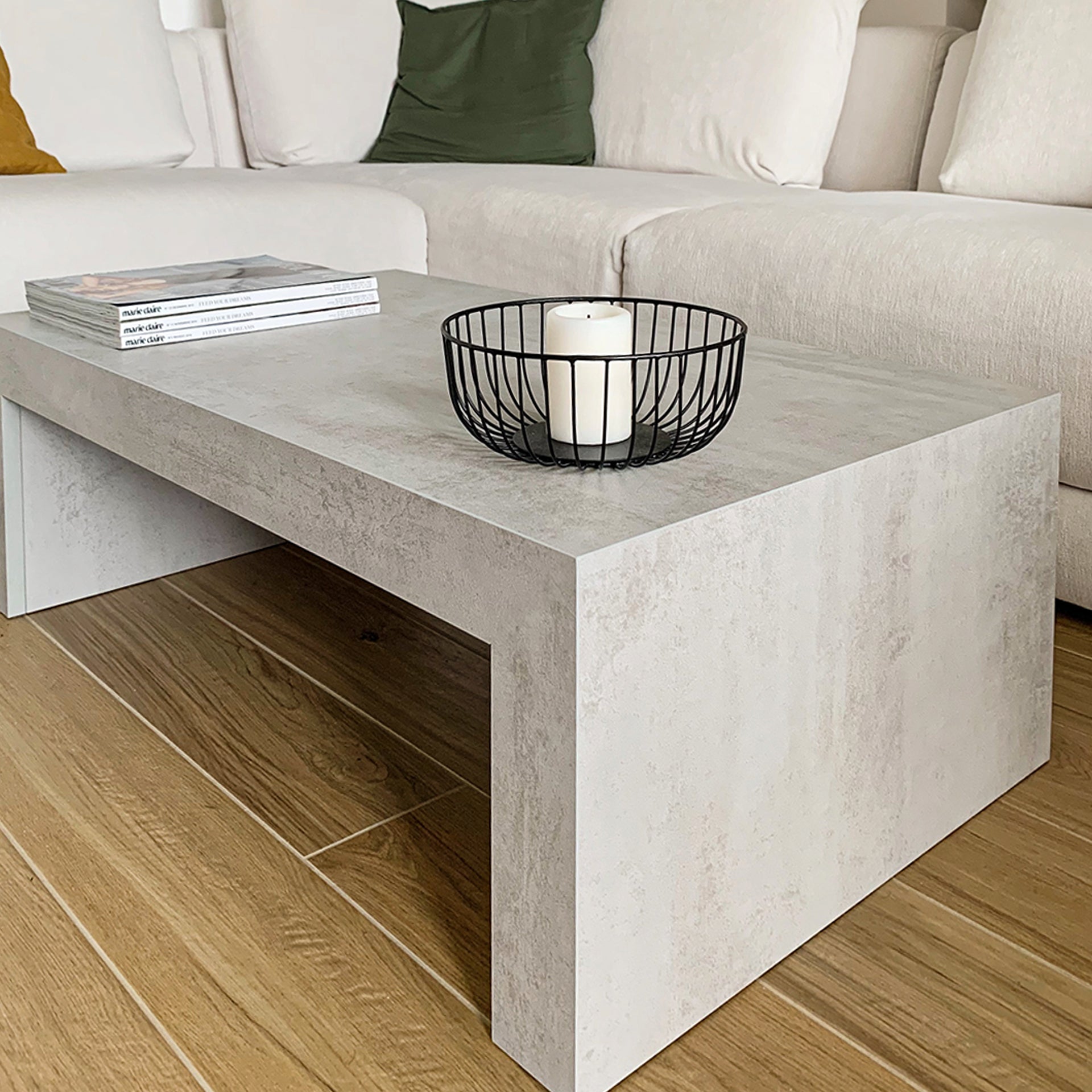 Tavolino Angelica, Grigio Cemento - Immagine ambientata 2