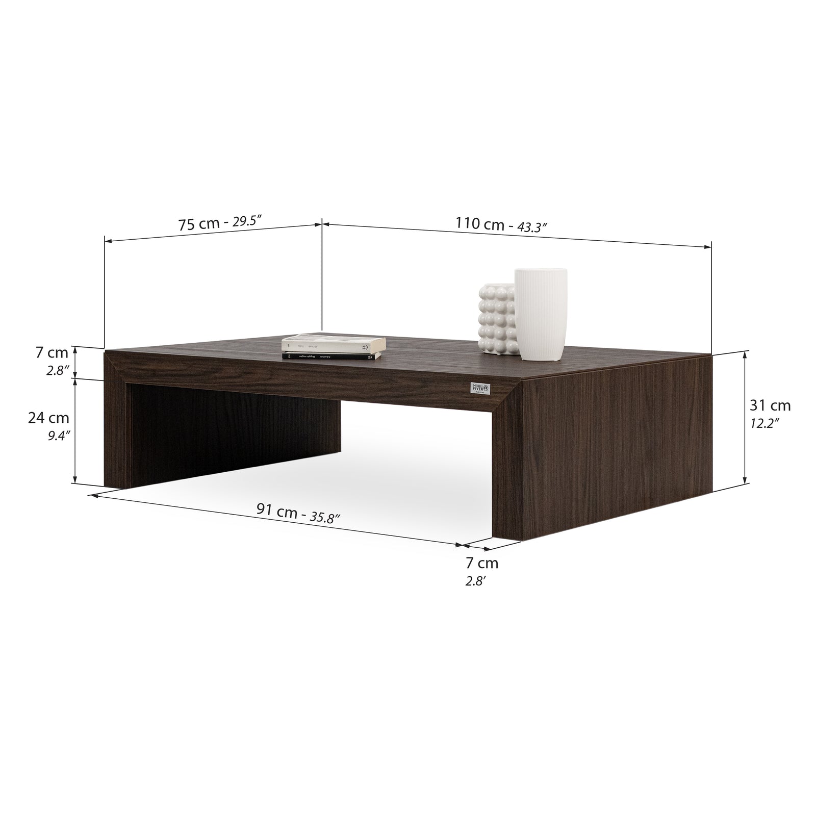 Angelica Coffee Table 110x75 cm, Dark Walnut - Immagine tecnica 1