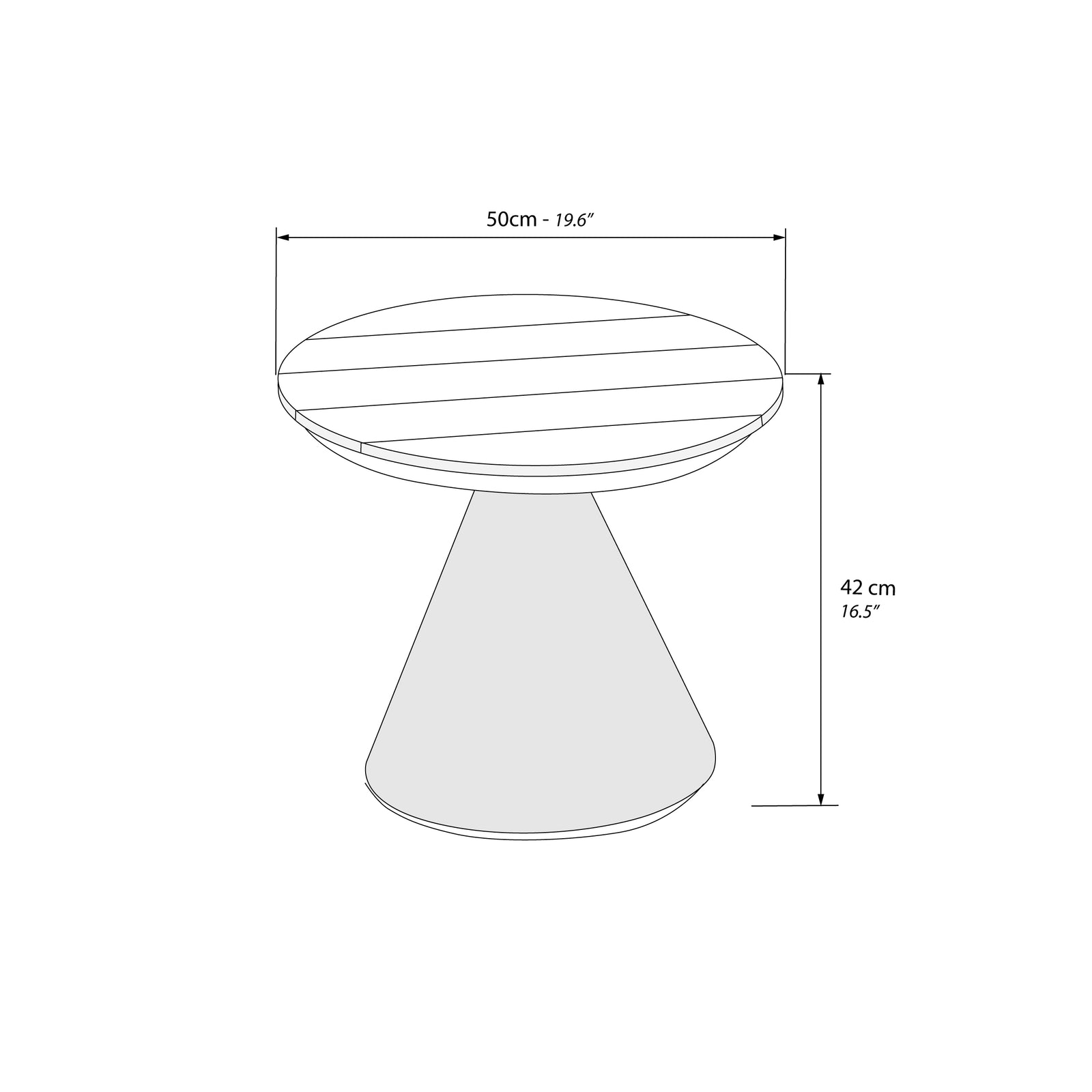 Round Garden Coffee Table Aurora, 50x50x42 cm, Beige - Immagine tecnica 1