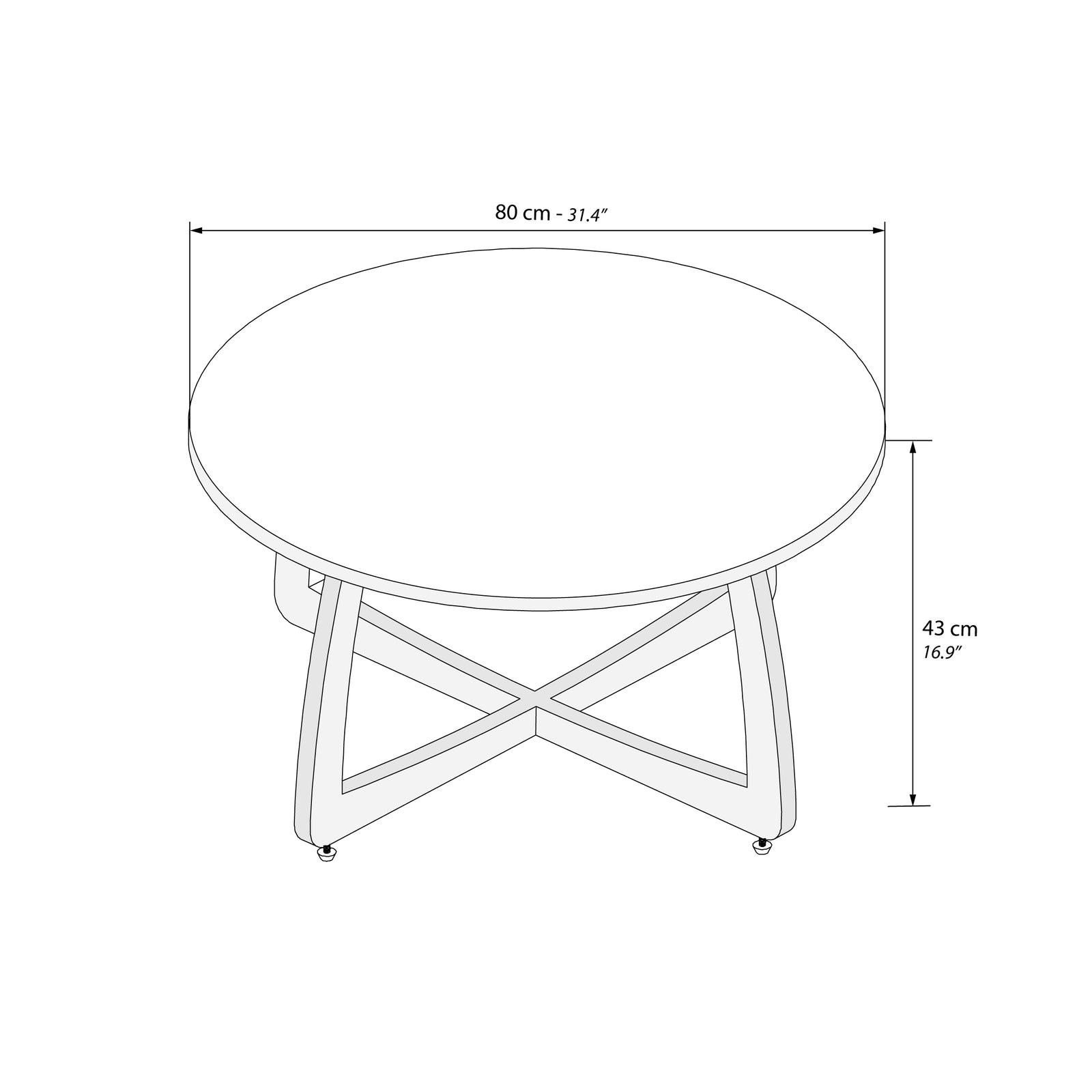 Pair of Outdoor Side Tables Aurora, H60 and H80, Cream White with Teak Legs - Immagine tecnica 1