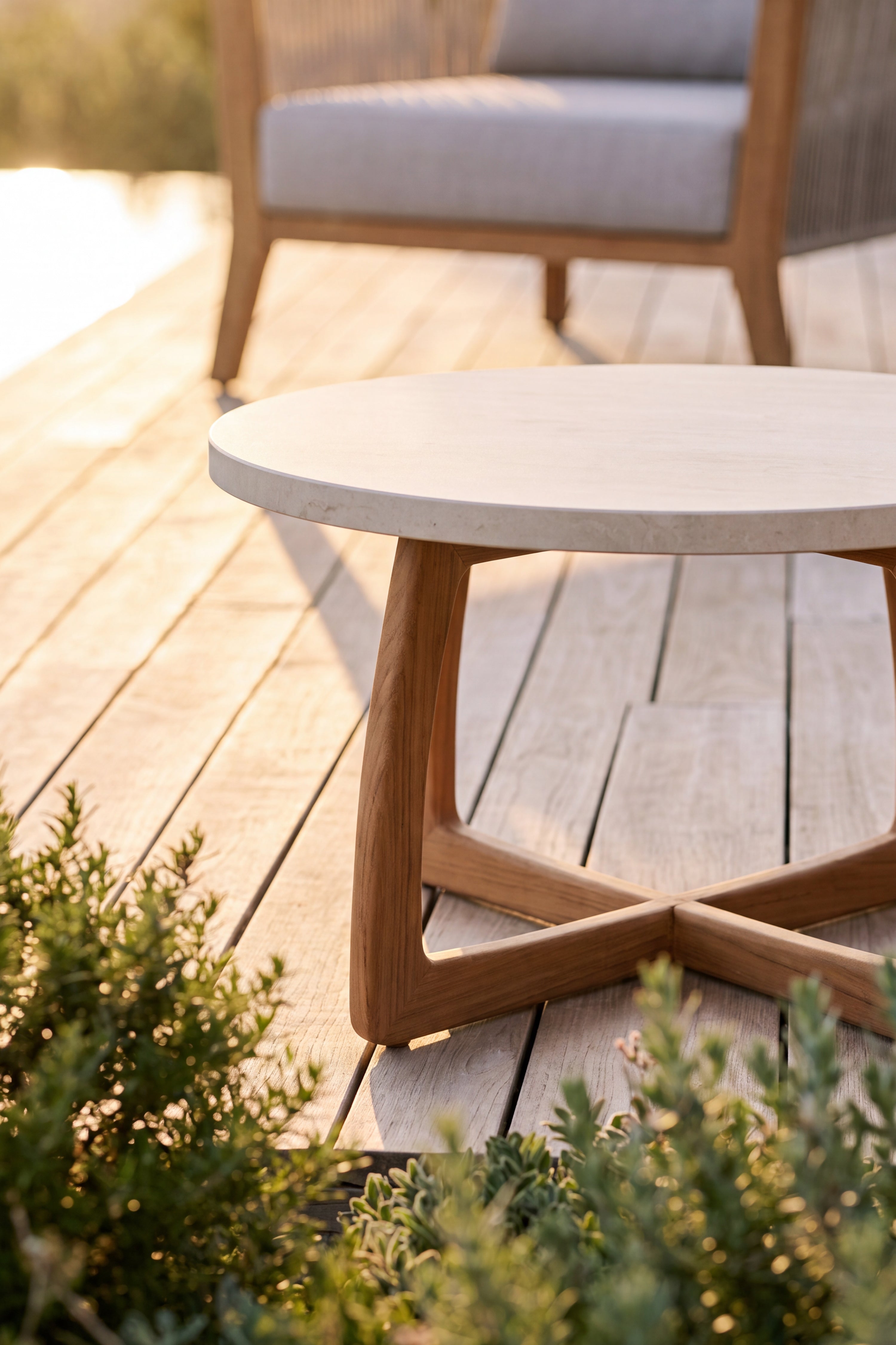 Set da giardino con 2 poltrone e un tavolino Ø60x40 cm, Aurora, Beige - Immagine dettaglio 3