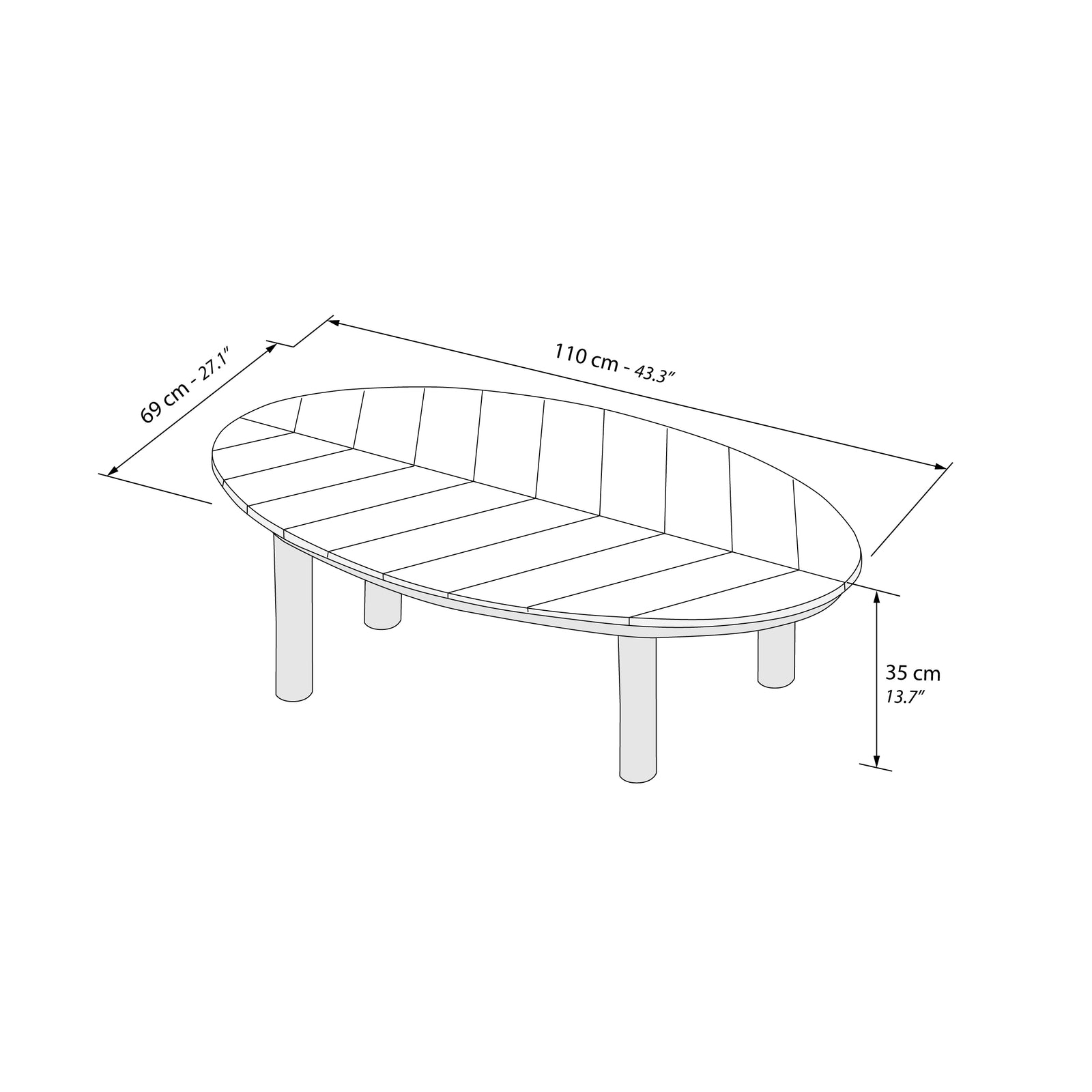 Gartenwohnzimmer mit 2 Sofas und 3 Beistelltischen, Arya, Beige und Teak - Immagine tecnica 5