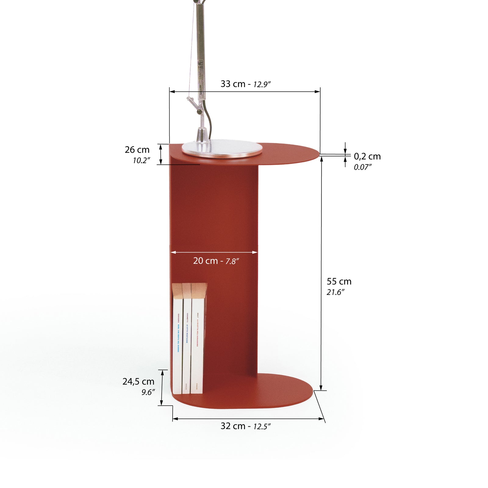 Camilla Metal Side Table, 31x24x55 cm, Terracotta - Immagine tecnica 1