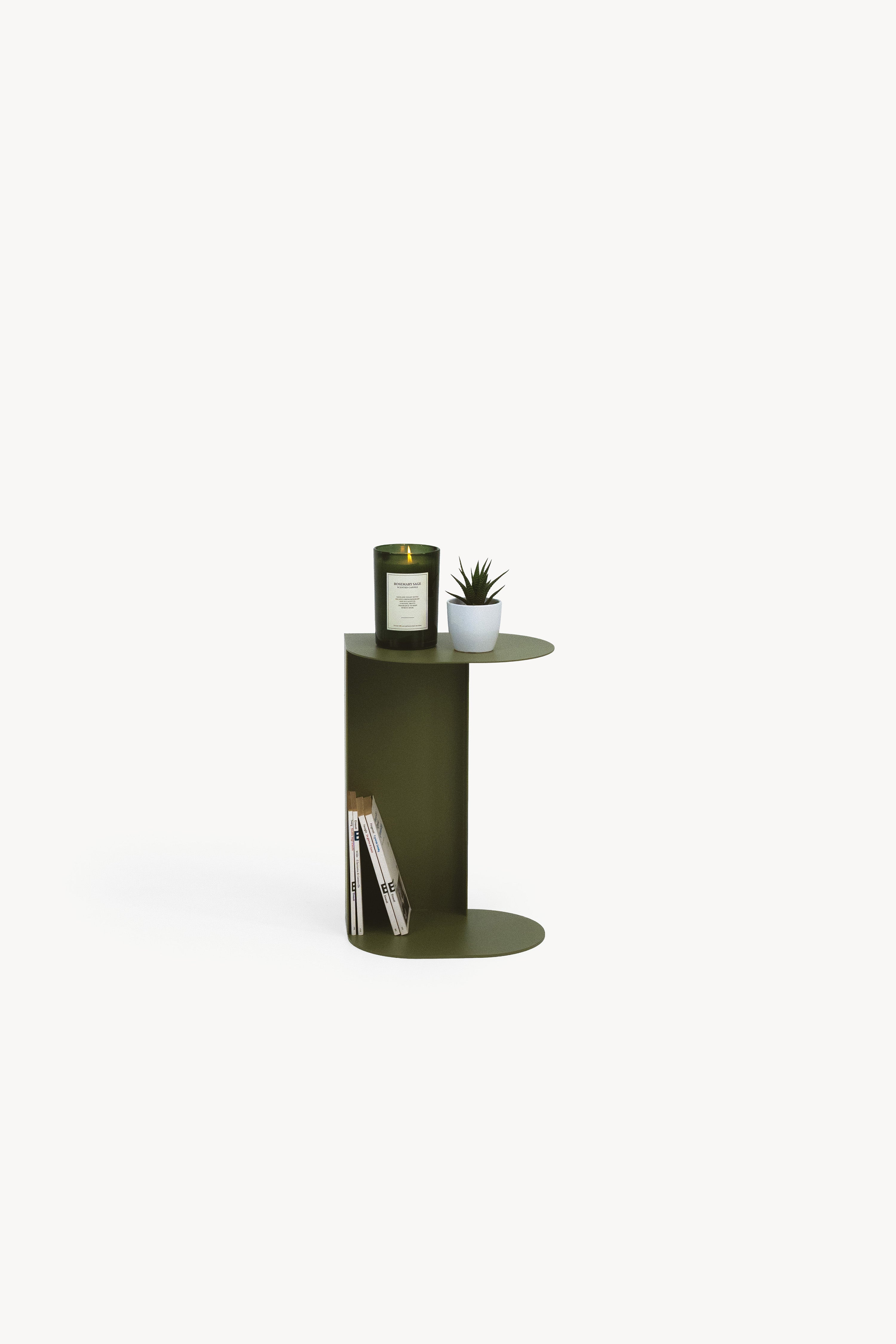 Camilla metalen bijzettafel, 31x24x45 cm, Olijfgroen - Detailafbeelding 1
