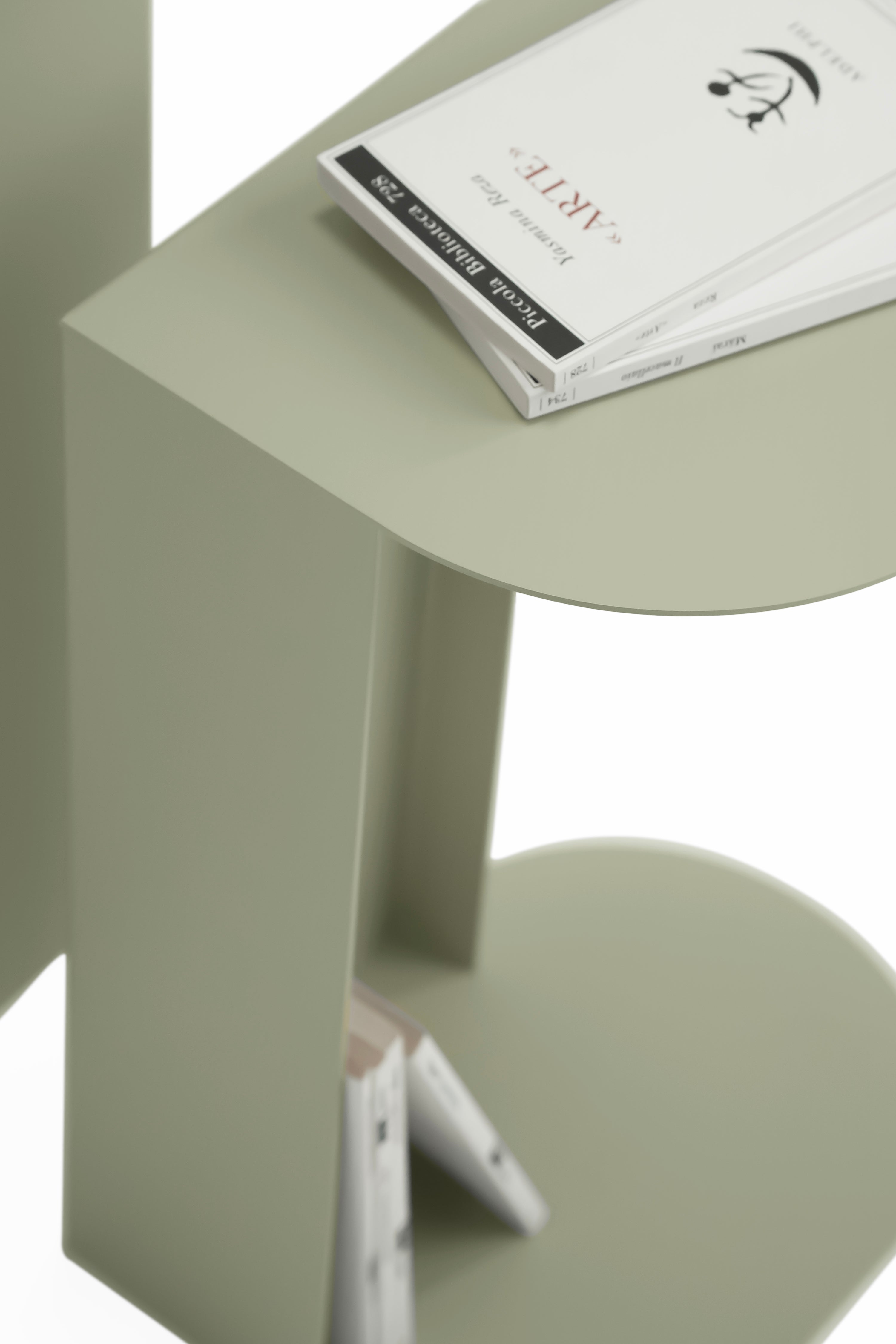 Juego de 2 mesas auxiliares de metal Camilla, h45 y h55, Beige - Imagen de detalle 3