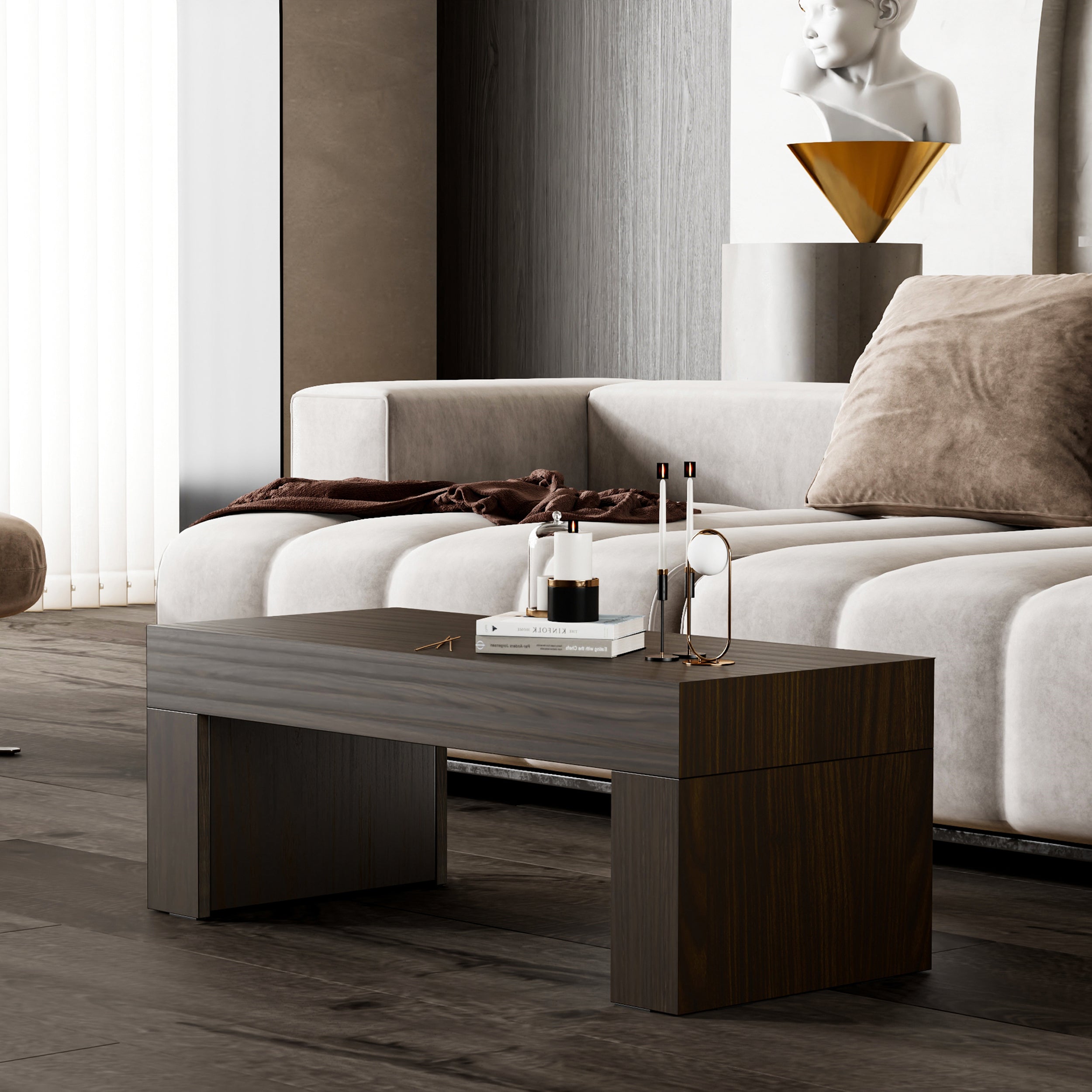 Tavolino Evolution 90x40, Noce Scuro - Immagine ambientata 1
