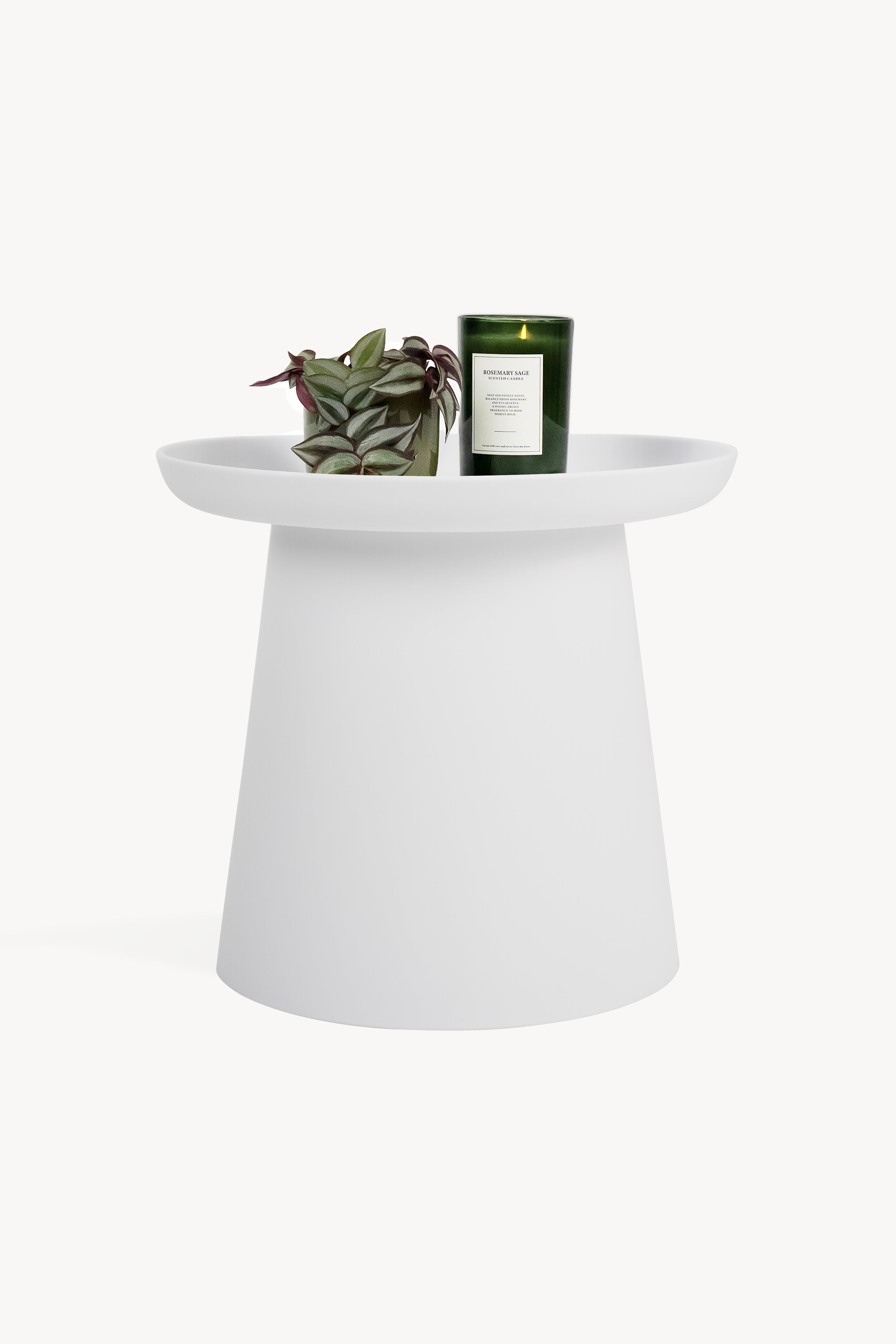 Tavolino rotondo Olivia, 50x50x46,5 cm, Bianco - Immagine dettaglio 2