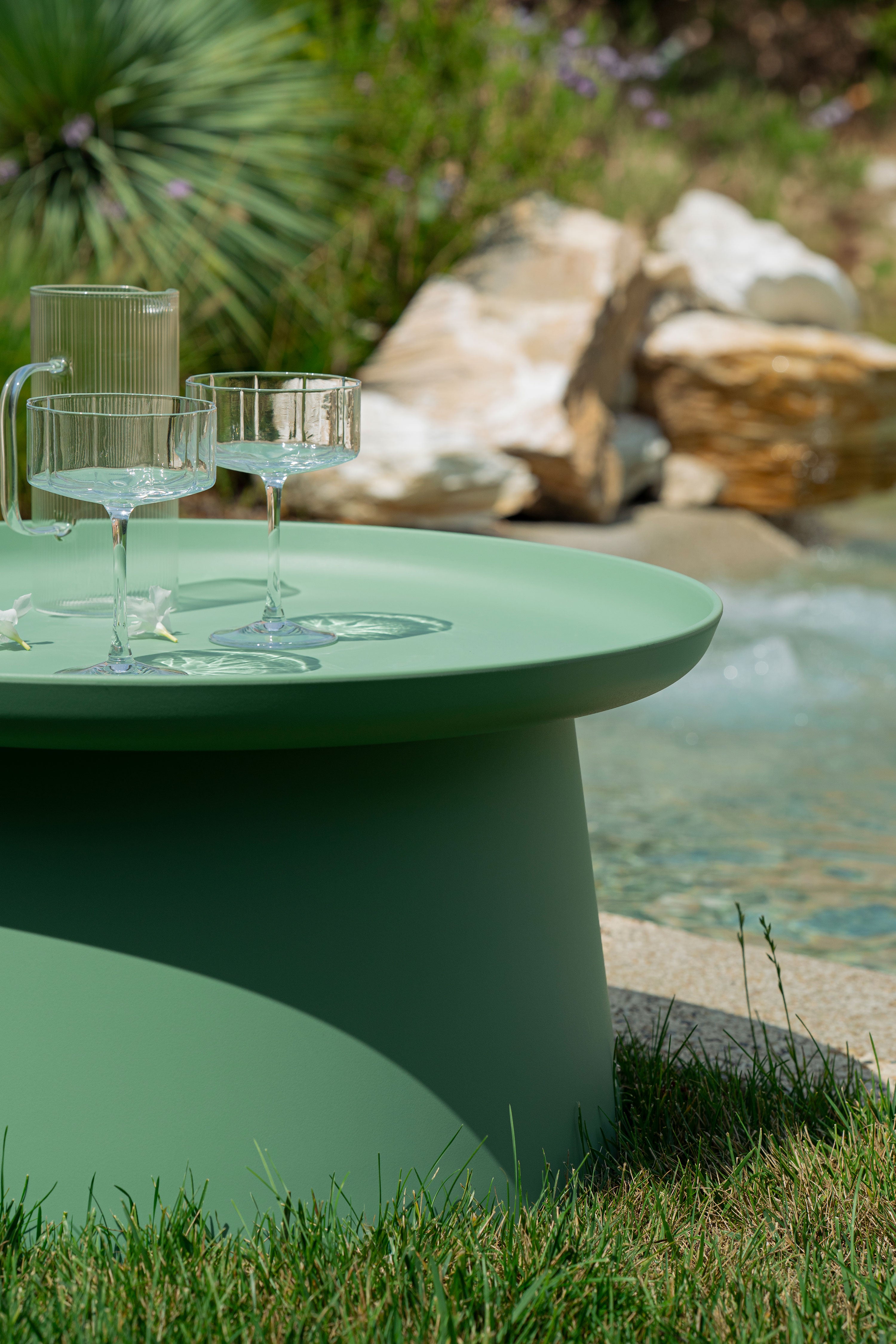 Tavolino rotondo Olivia, 70x70x36 cm, Verde - Immagine ambientata 4