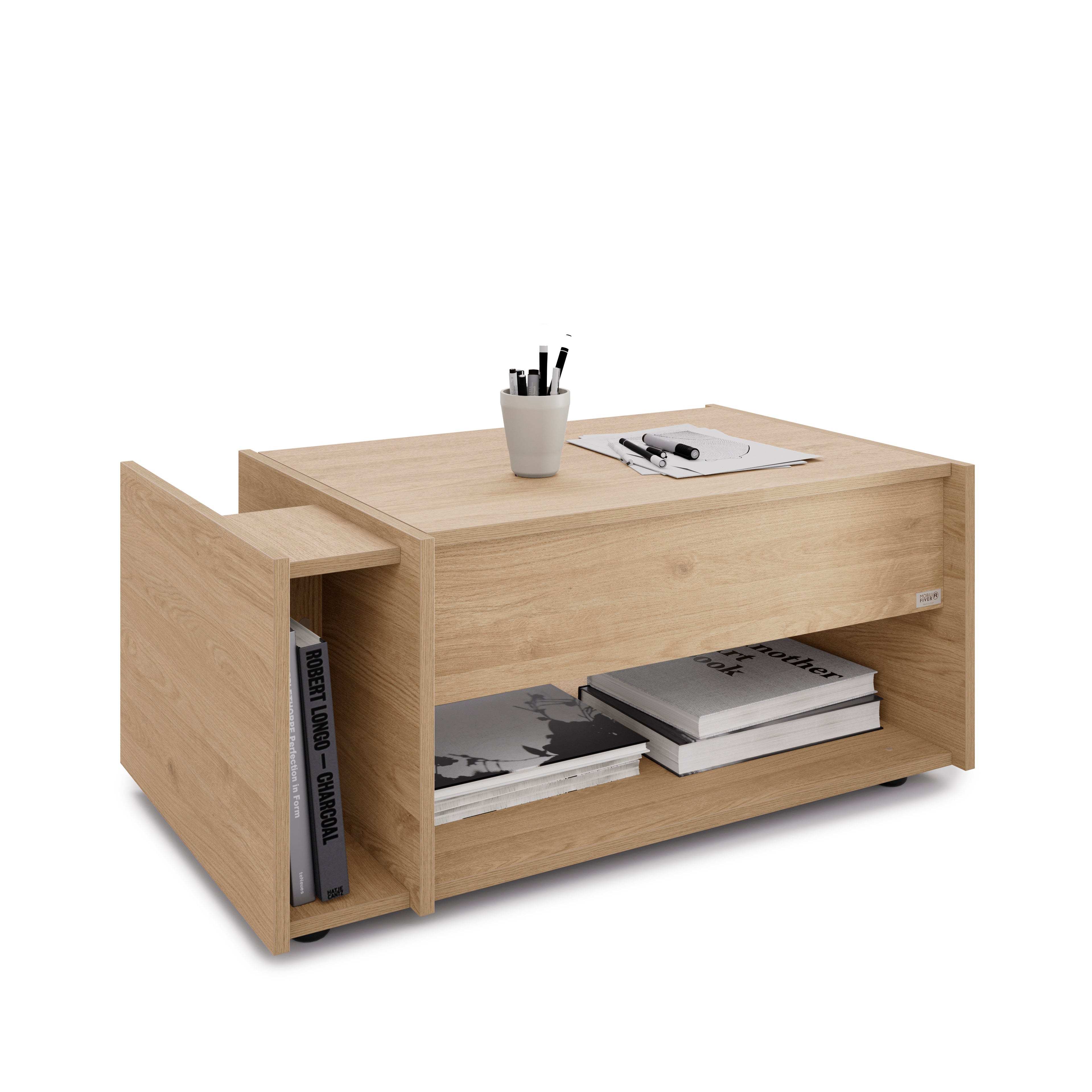 Table Basse Relevable Romina, Chêne Clair