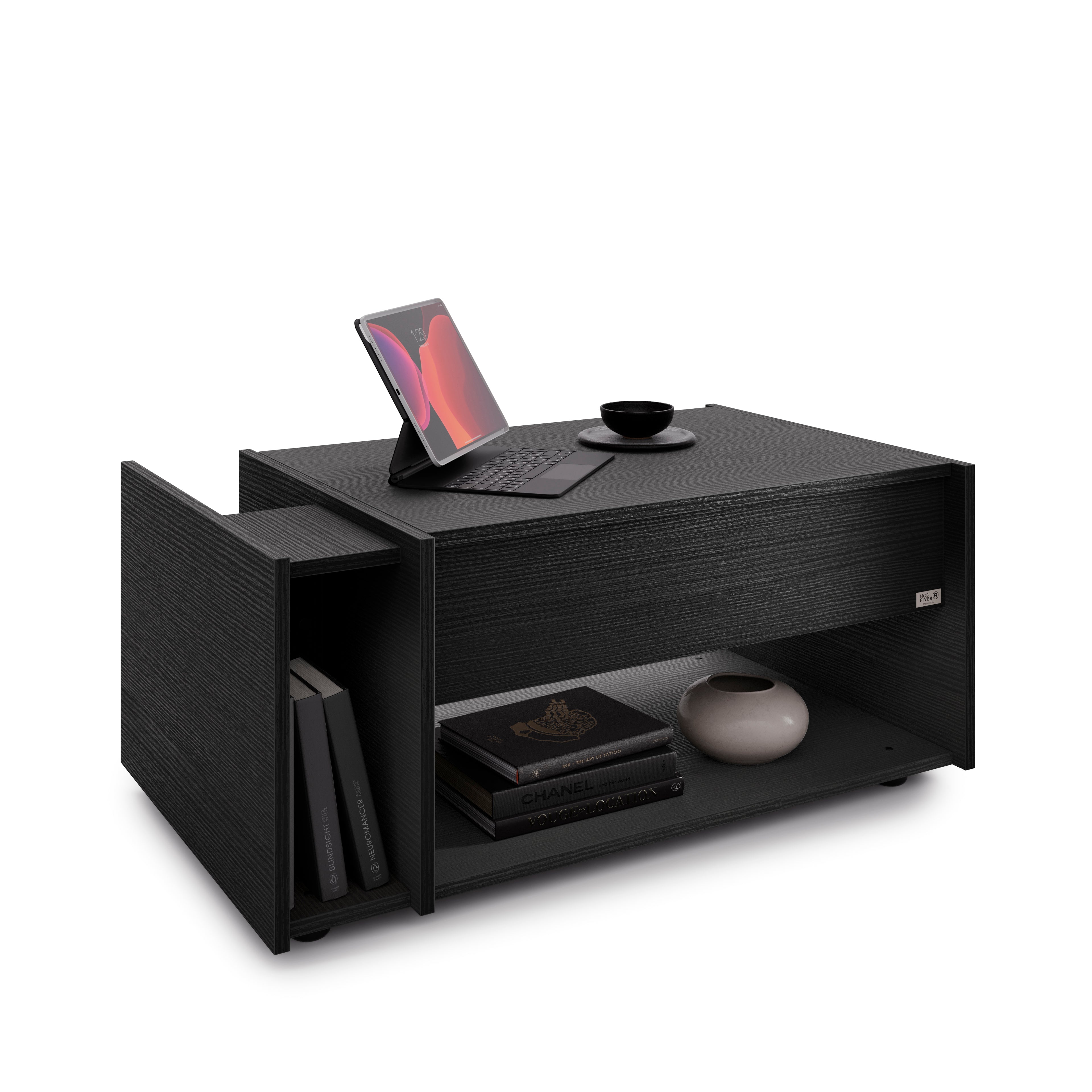 Mesa de Centro Elevable Romina, Fresno Negro