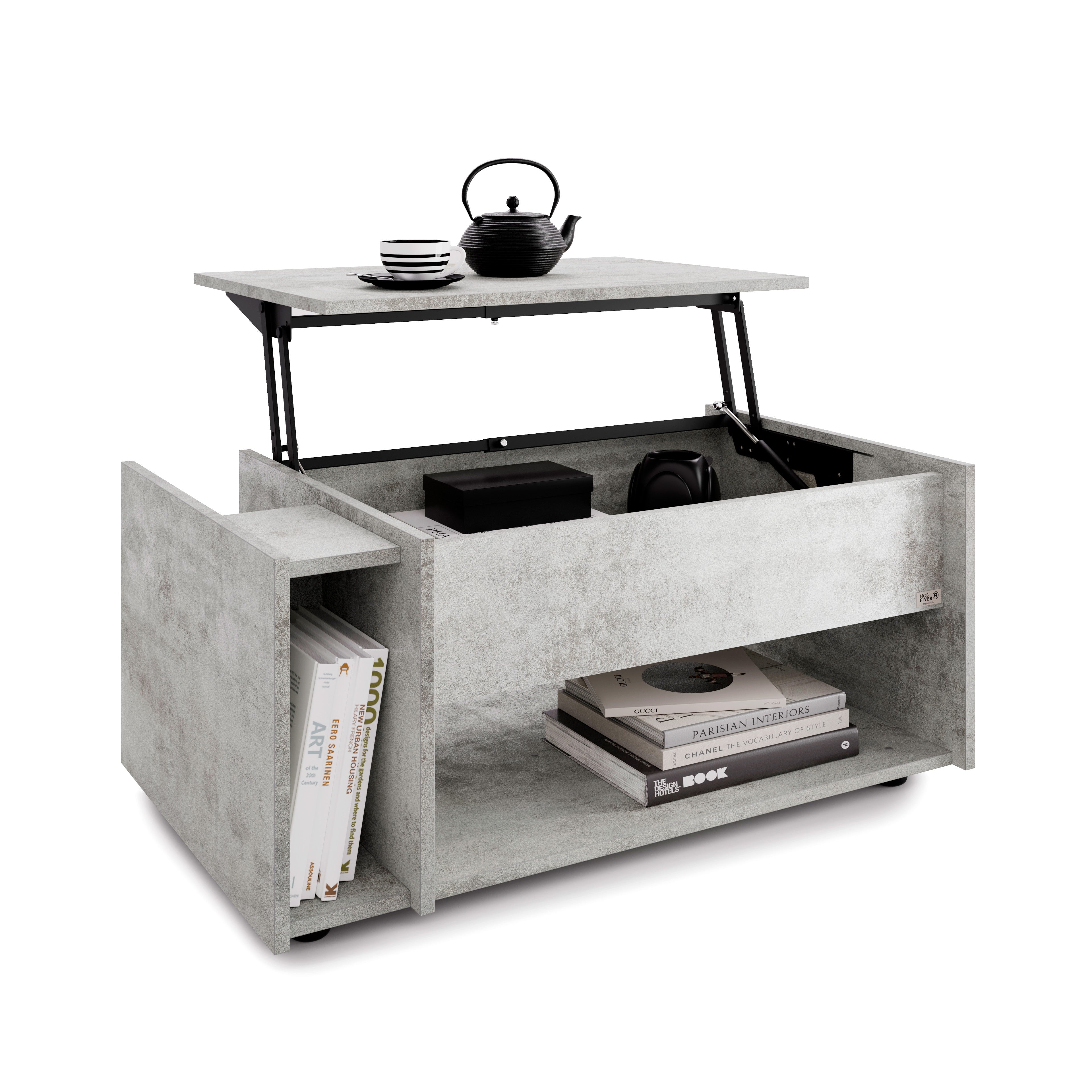 Mesa de Centro Elevable Romina, Cemento Gris