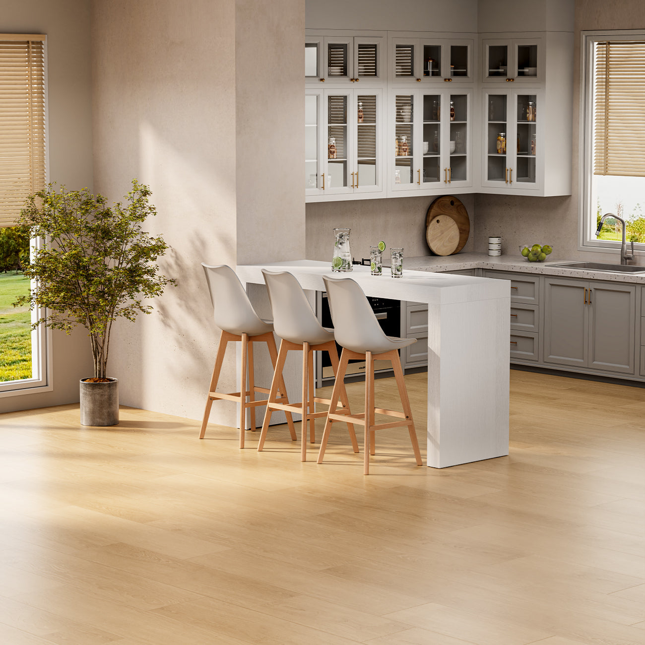 Evolution Hohe Tisch 180x60, Esche, Weiß - Set image 1