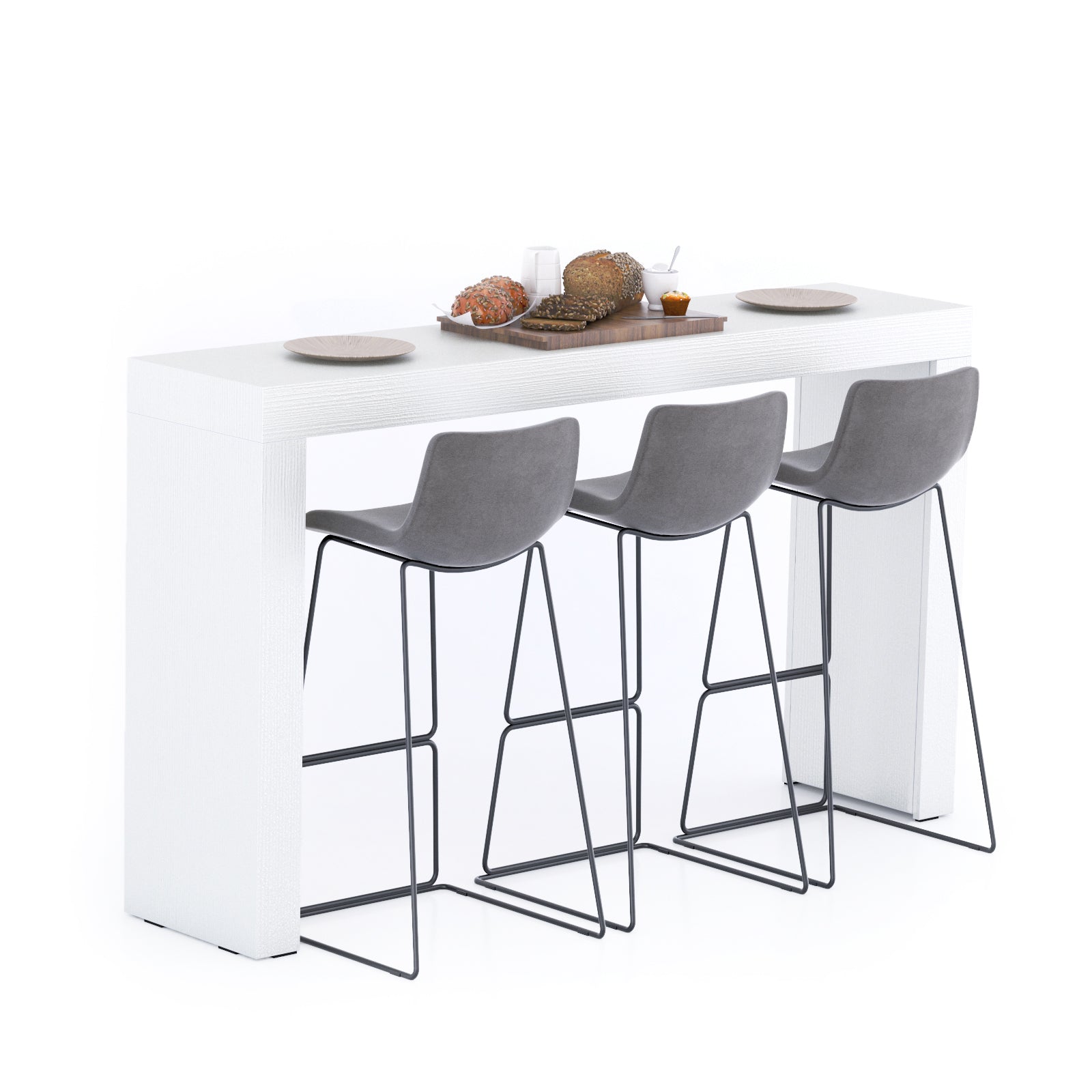 Evolution Hohe Tisch 180x40, Esche, Weiß