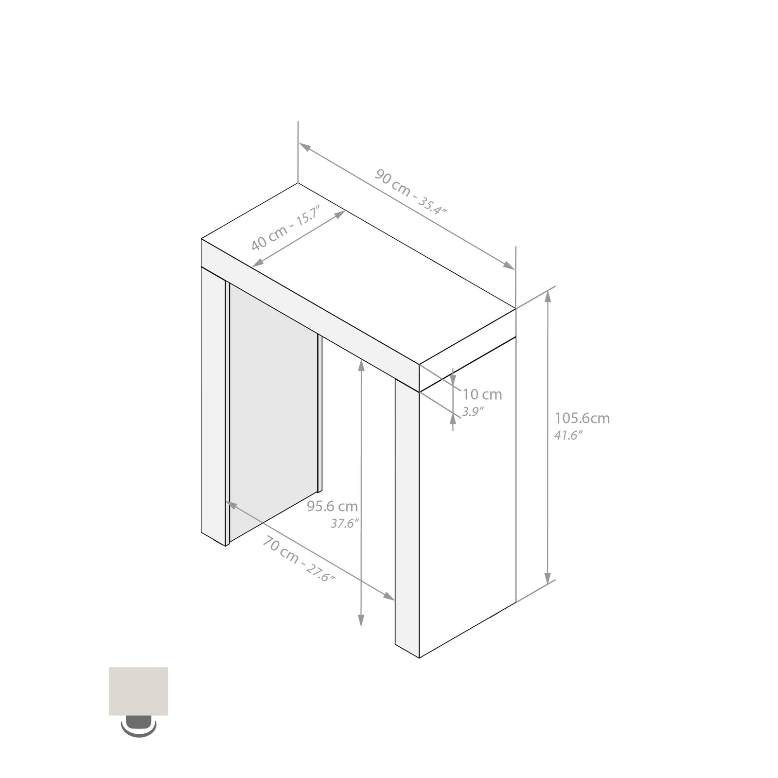 Evolution High Table 90x40, Ashwood White - Immagine tecnica 1