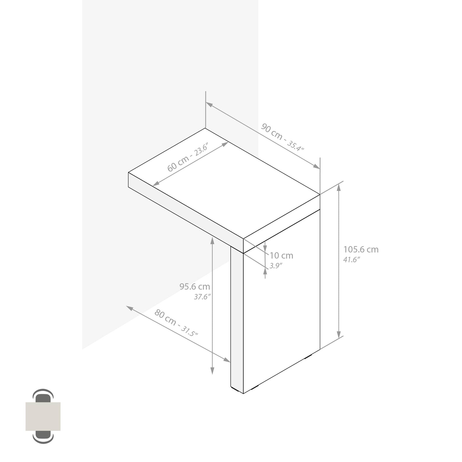 Péninsule Evolution 90x60, Bois Rustique - Immagine tecnica 1
