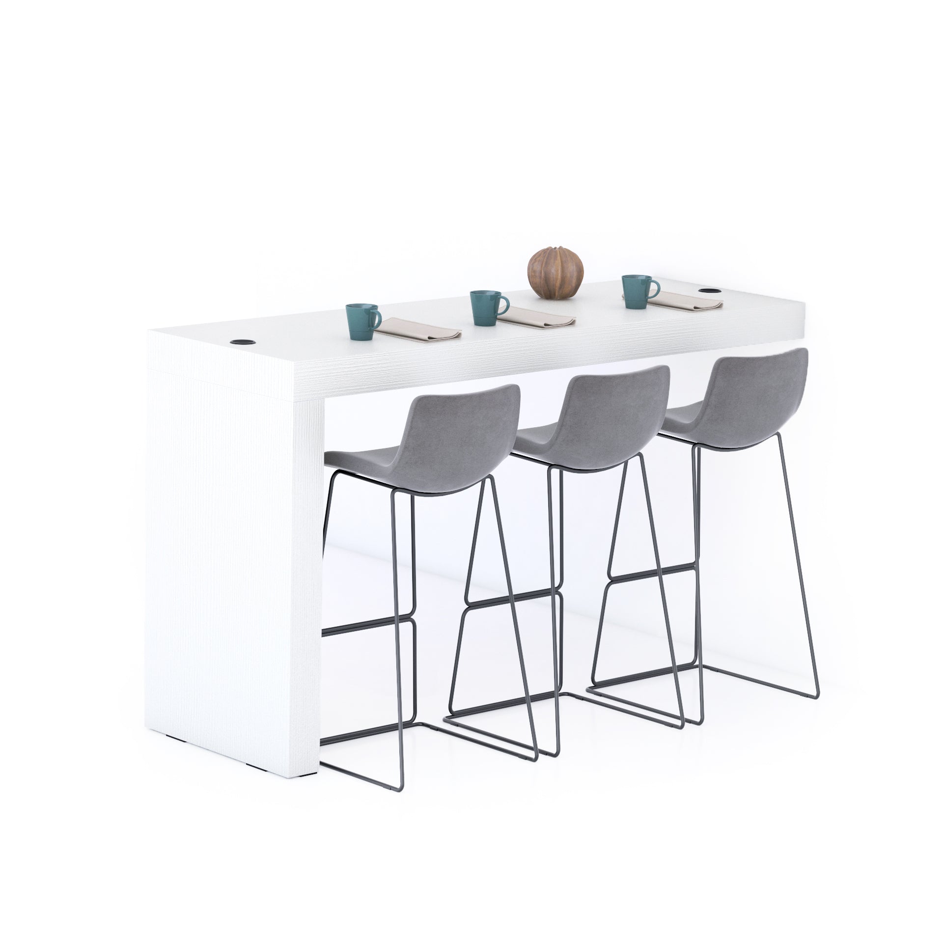 Evolution Küchenhalbinsel mit kabellosem Ladegerät 180x60, Esche, Weiß