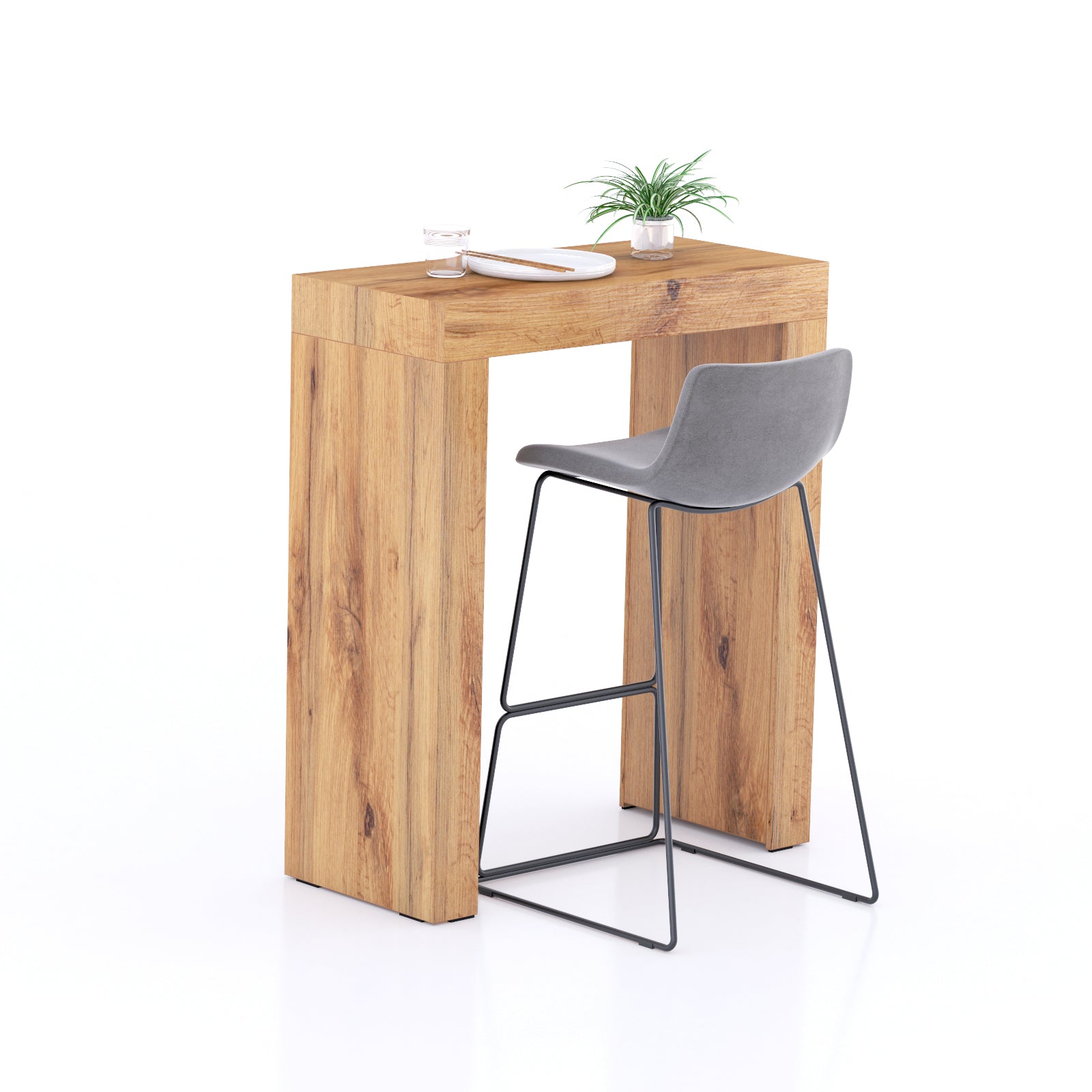 Evolution Hohe Tisch 90x40, rustikale Eiche, mit zwei Beinen - Main image