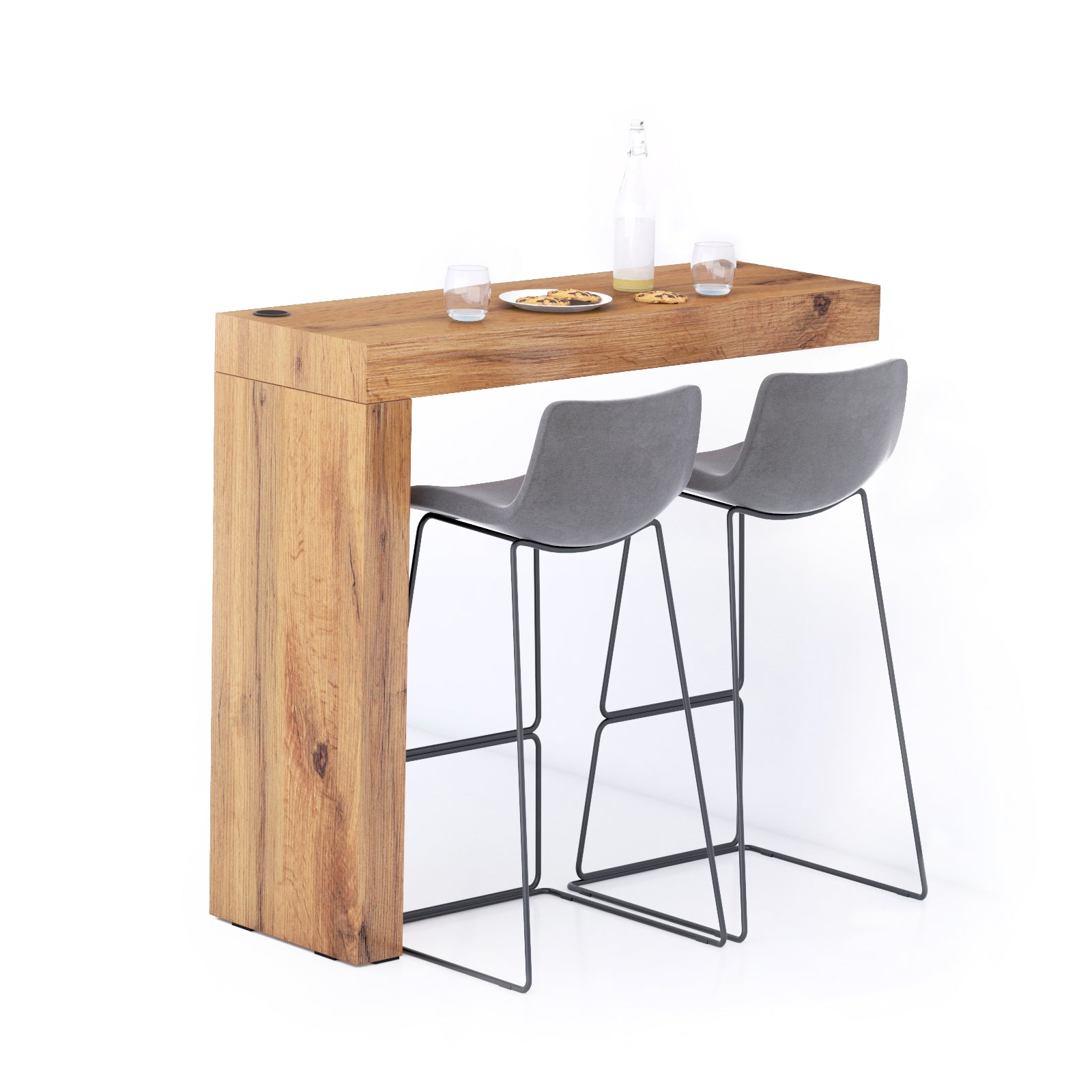 Péninsule Evolution 120x40, Bois Rustique et Chargeur Sans Fil - Main image