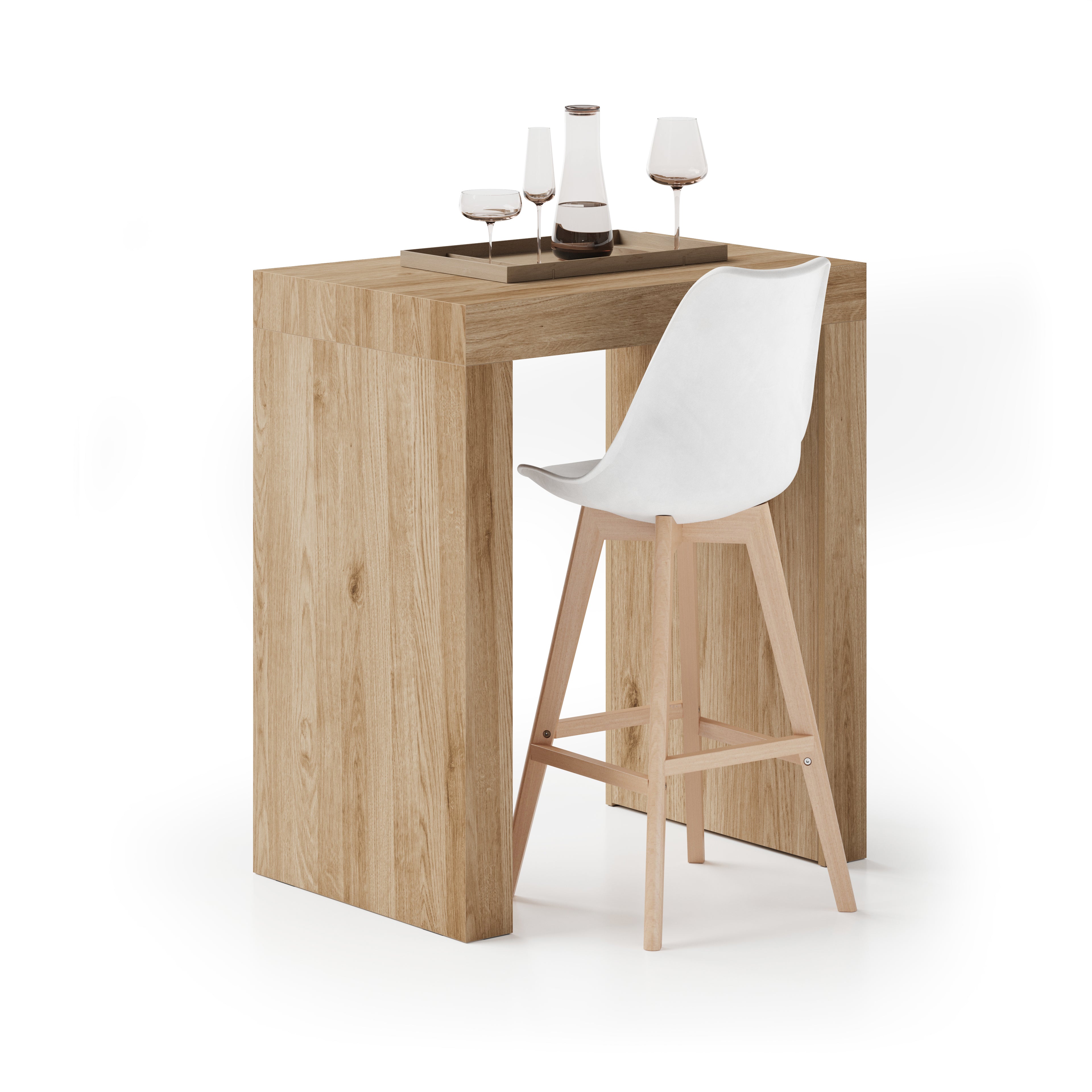 Tavolo Alto Evolution 90x60, Rovere Naturale con Due Gambe