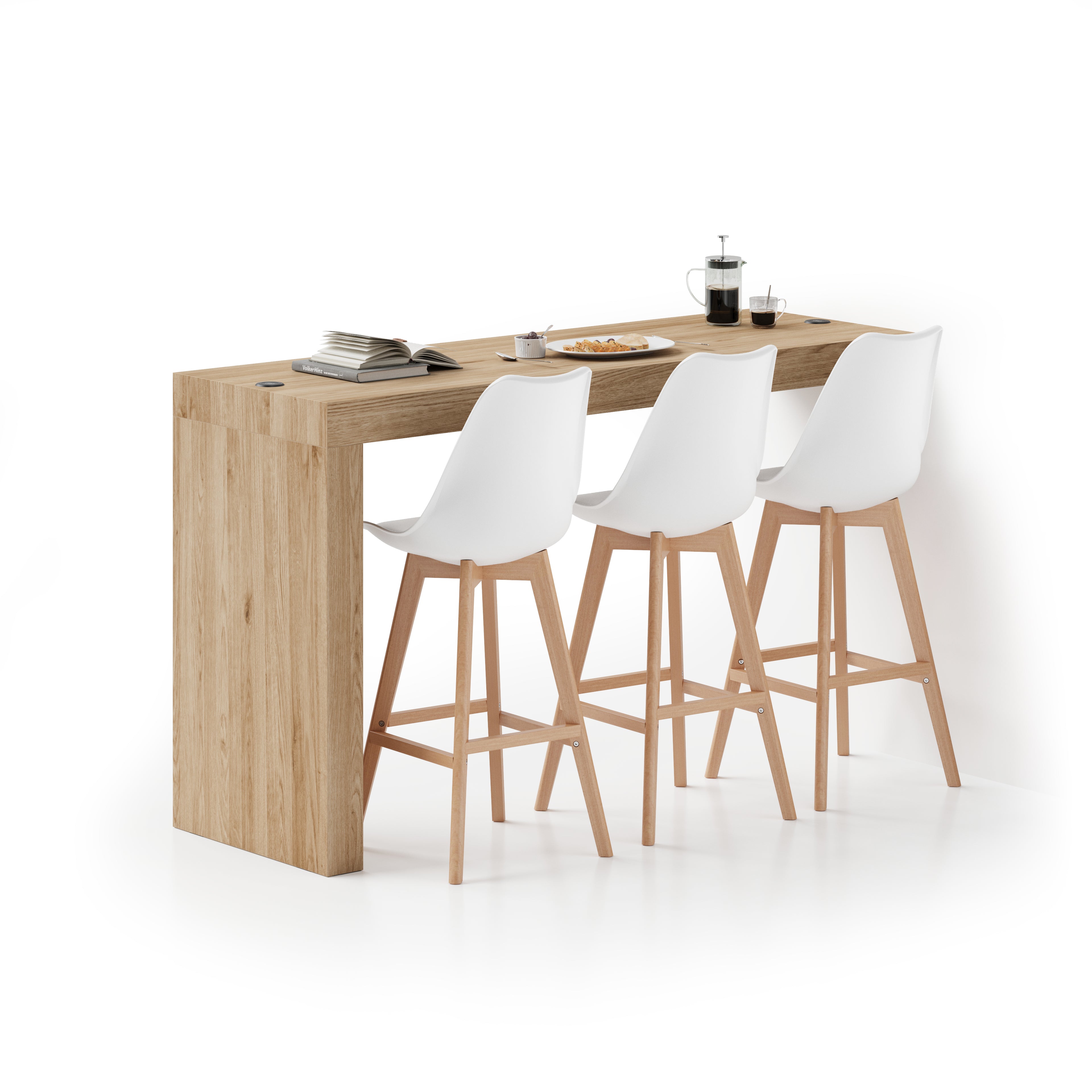 Péninsule Evolution 180x60, Chêne Clair et Chargeur Sans Fil