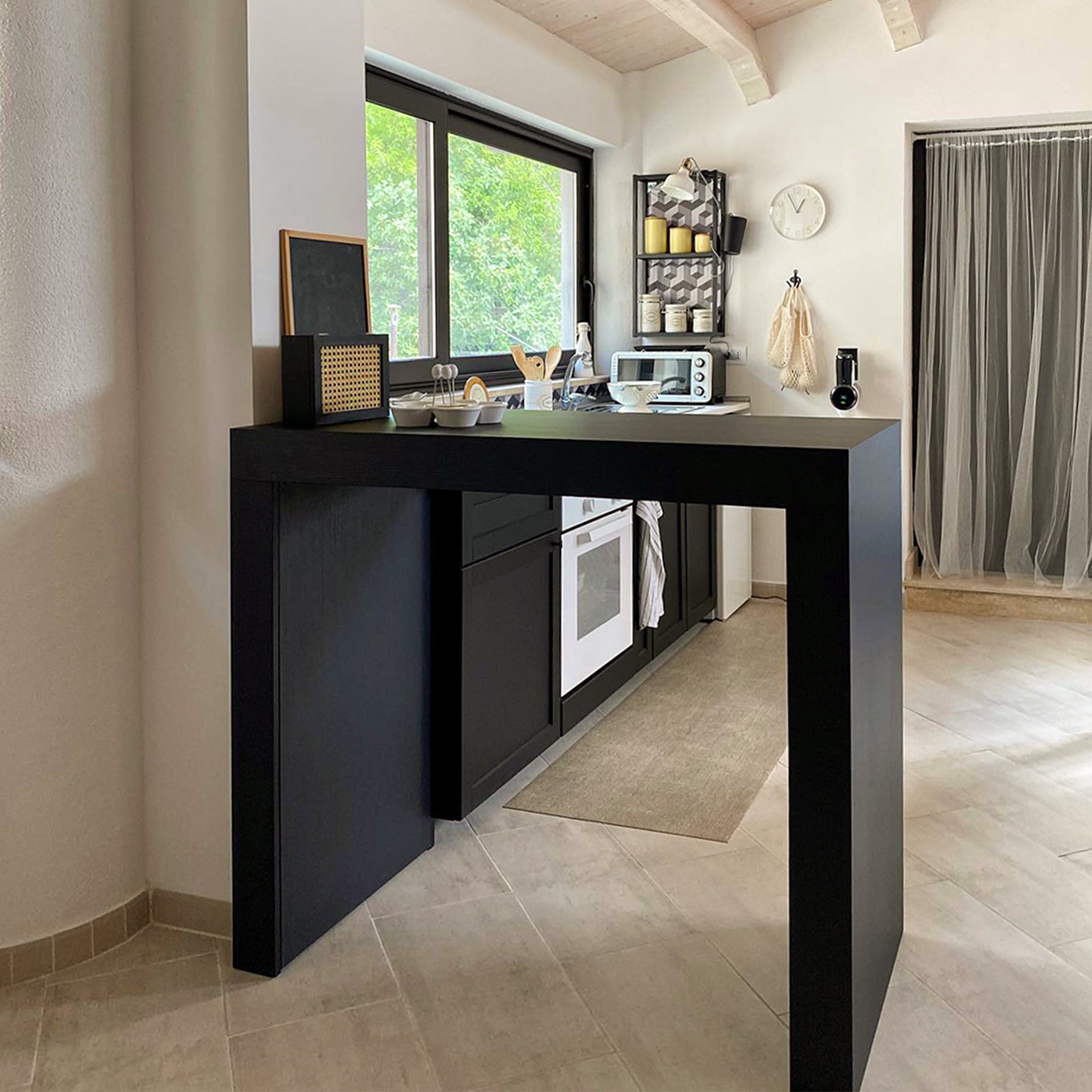 Tavolo Alto Evolution 120x60, Nero Frassino - Immagine ambientata 1