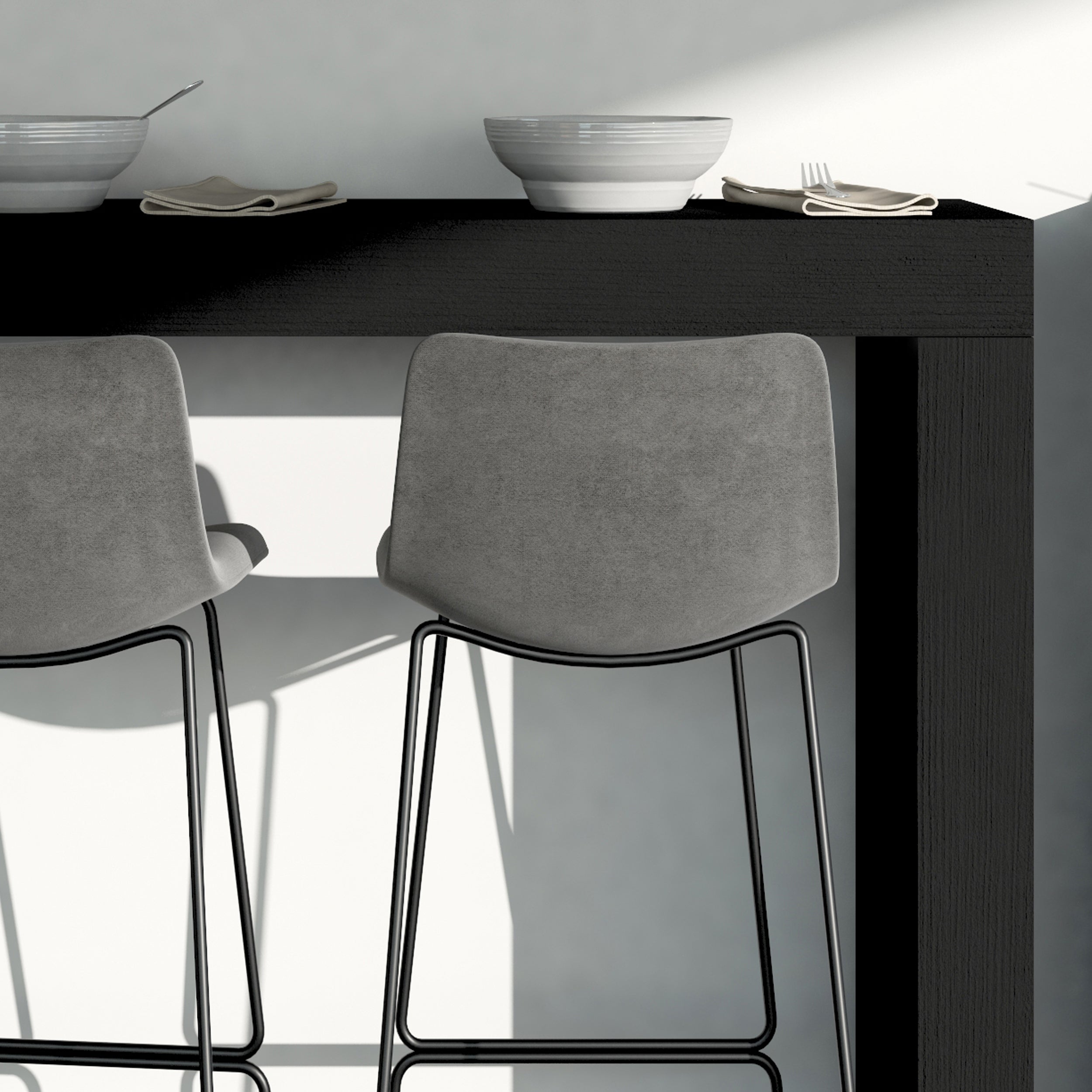Evolution Hohe Tisch 180x40, Esche, Schwarz - Set image 1
