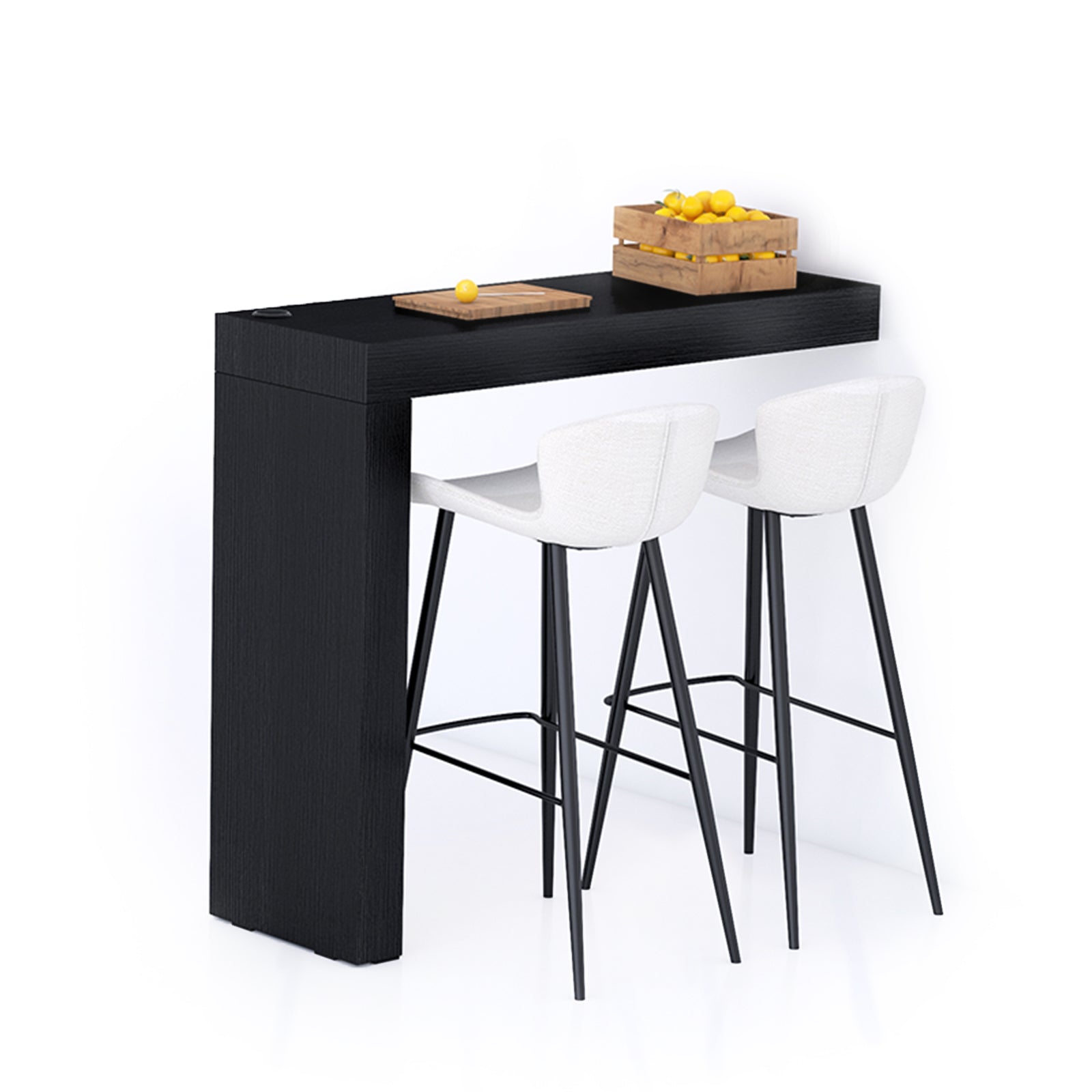 Péninsule Evolution 120x40, Frêne Noir et Chargeur Sans Fil