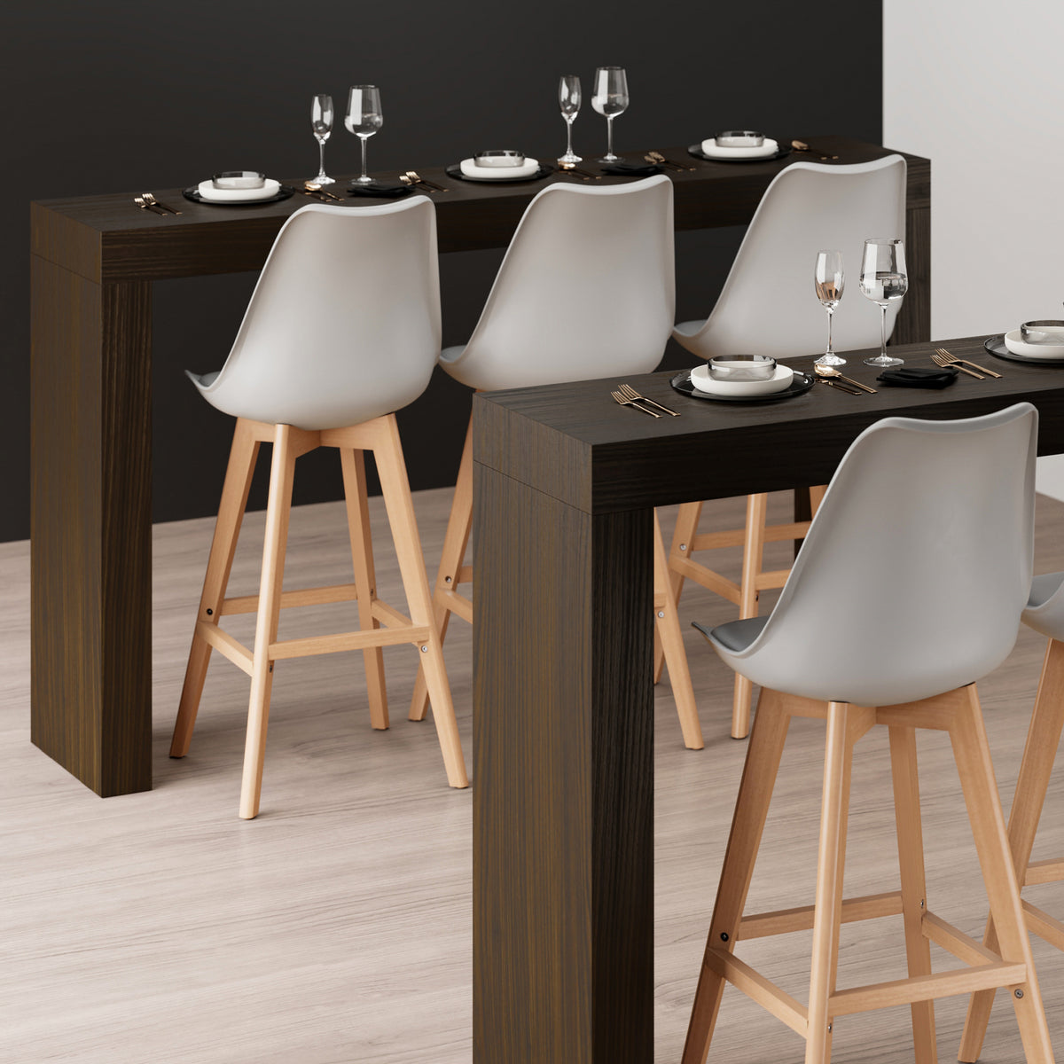 Mesa Alta Evolution 70.9 x 15.7, nogal americano con dos patas - Imagen del conjunto 1