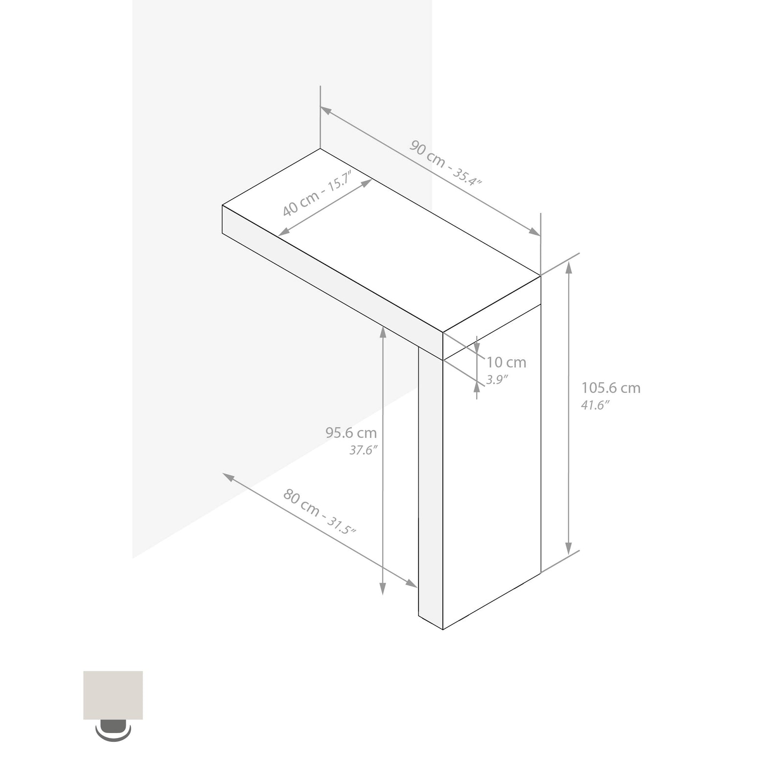 Península Evolution 90x40, Madera Rustica - Immagine tecnica 1